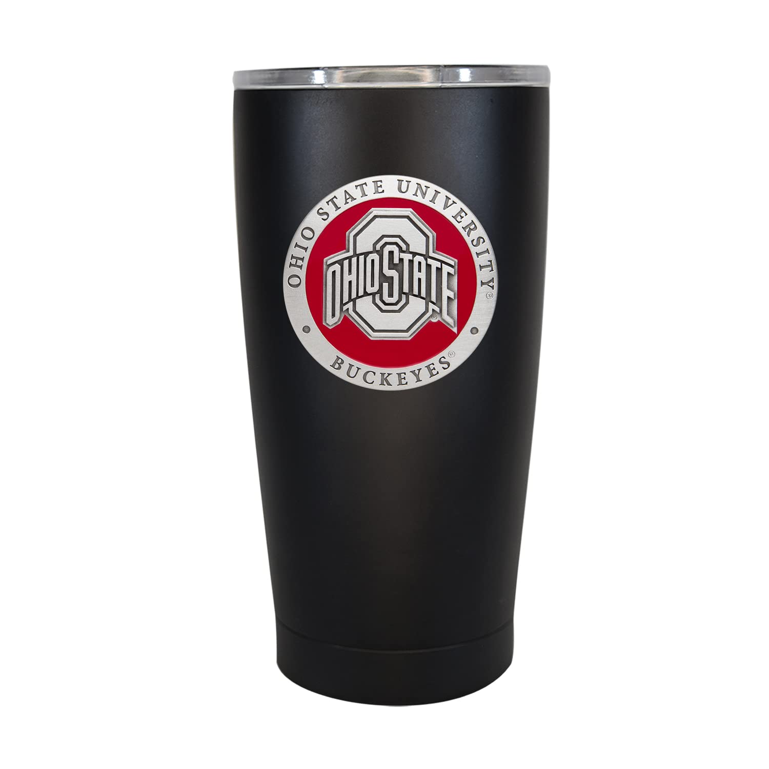 Ohio State 15 oz. Insulated Tumbler Cup - Black | Durable Stainless Steel Travel Mug for Hot & Cold Drinks | Thermal Coffee Cup with Metal Pewter Inlay | Perfect for Office, Gym, Camping & Road Trips