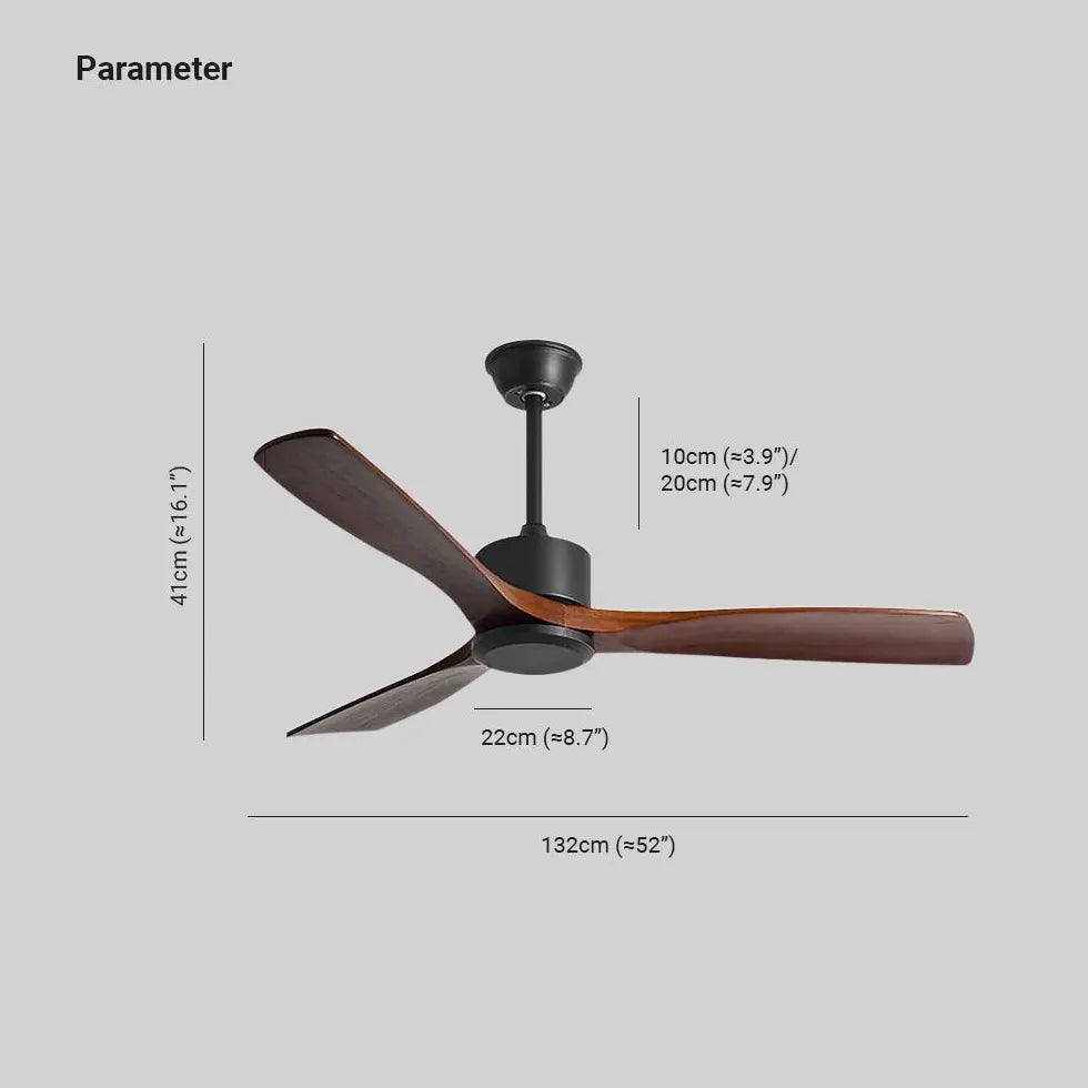 Premium Walnut Wood Blades with Black Rod Ceiling Fan Light Kit - Energy Efficient Quiet Cooling for Bedroom, Living Room & Outdoor Spaces