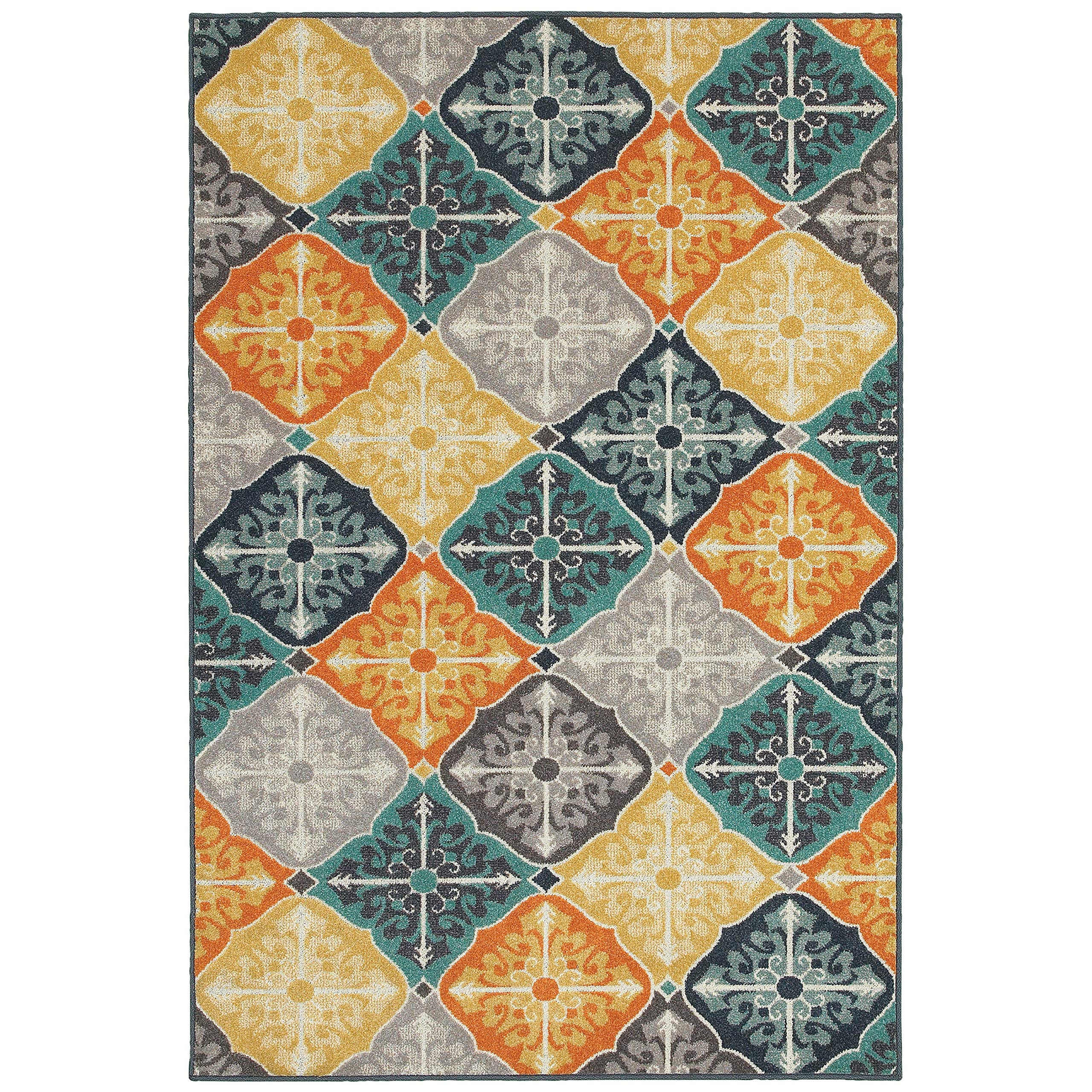Floral Pattern Indoor Outdoor Area Rug 3'3