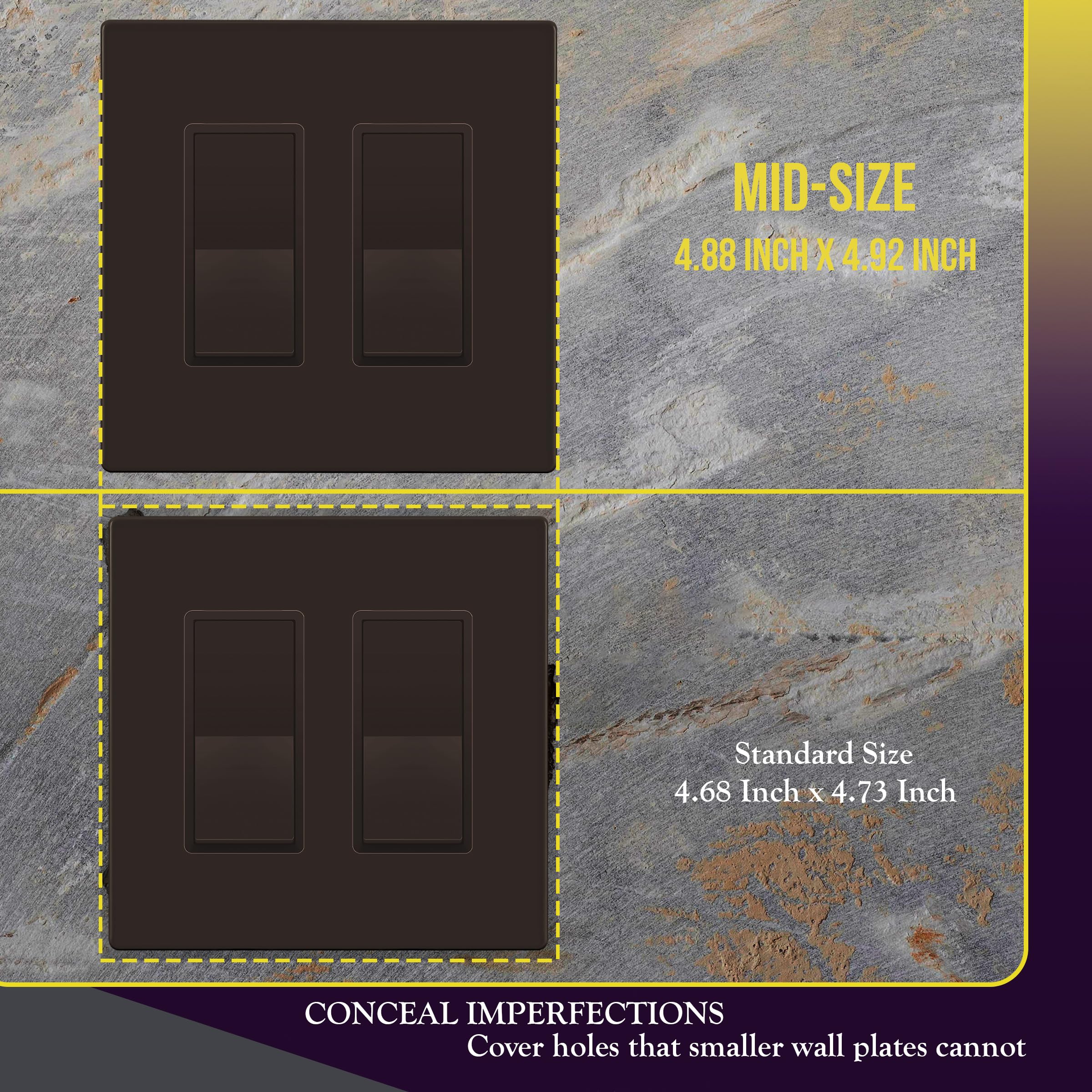 ENERLITES Screwless Decorator Wall Plates - Child Safe Outlet Covers, Glossy Finish, Midway Size 2-Gang (4.88