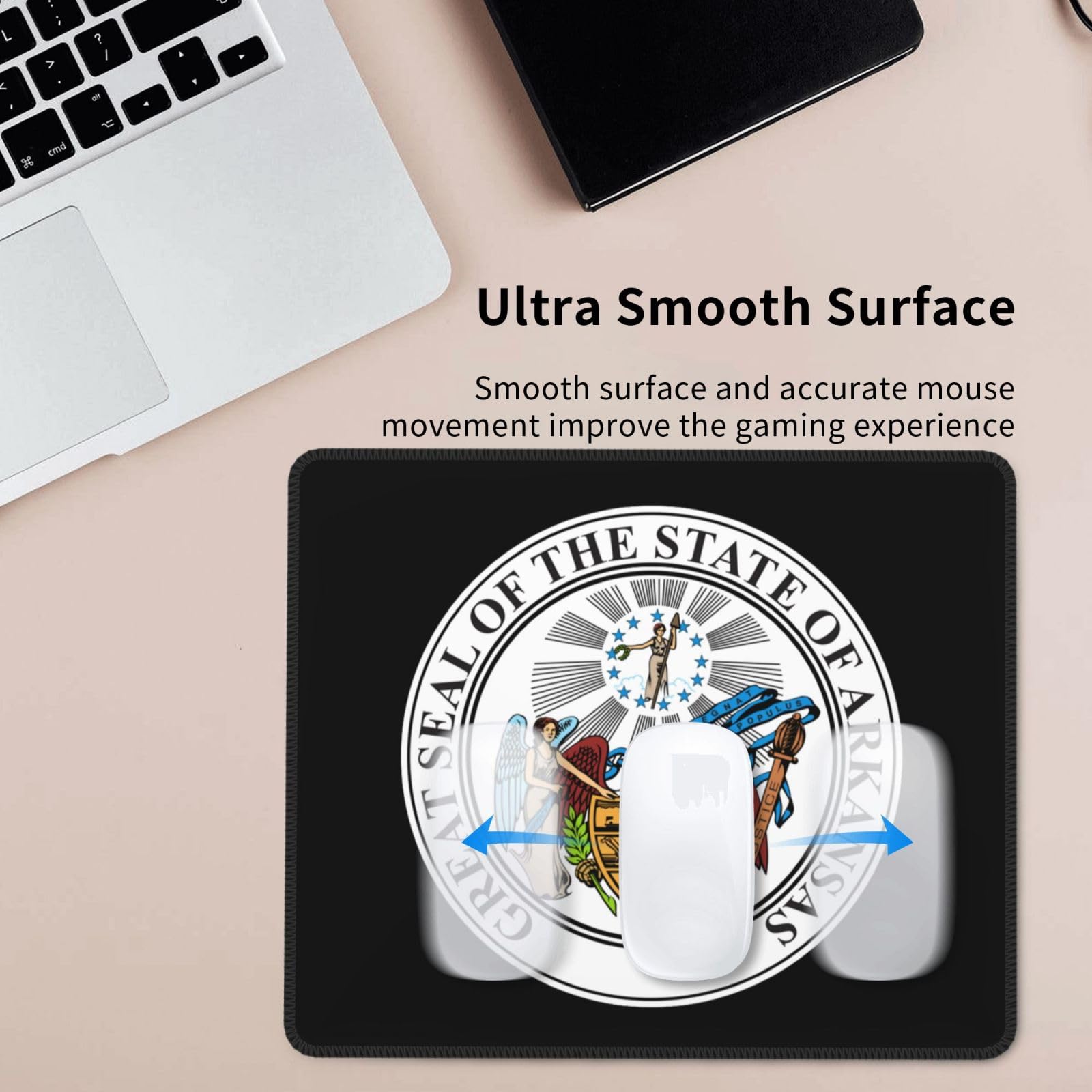 Arkansas State Seal Mouse Pad - Non-Slip Rubber Base Square Desk Mat for Office & Laptop (8.3 x 10.3 Inches) - Perfect for Home Office, Gaming Setup, and Workspace Accessories