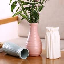 Dusty Rose Unbreakable Plastic Vase - Ceramic Look Flower Vase for Home Decor, Wedding Centerpieces & Office Arrangements