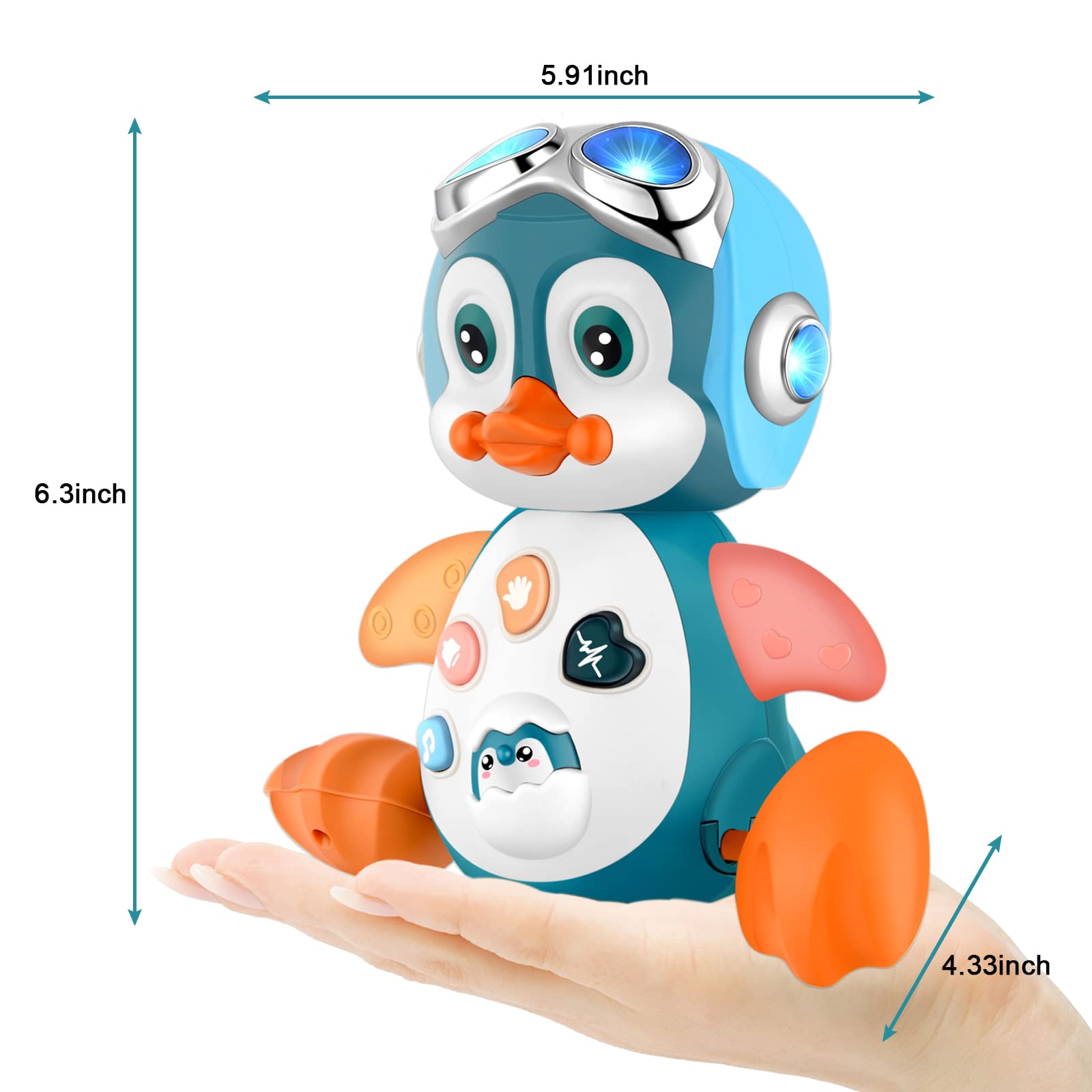 Interactive LED Baby Musical Toy - Crawling Penguin for Infants 0-18 Months | Tummy Time, Music Learning & Crawl Development Toy | Perfect Gift for Boys & Girls | Use for Playtime, Sensory Stimulation & Early Learning