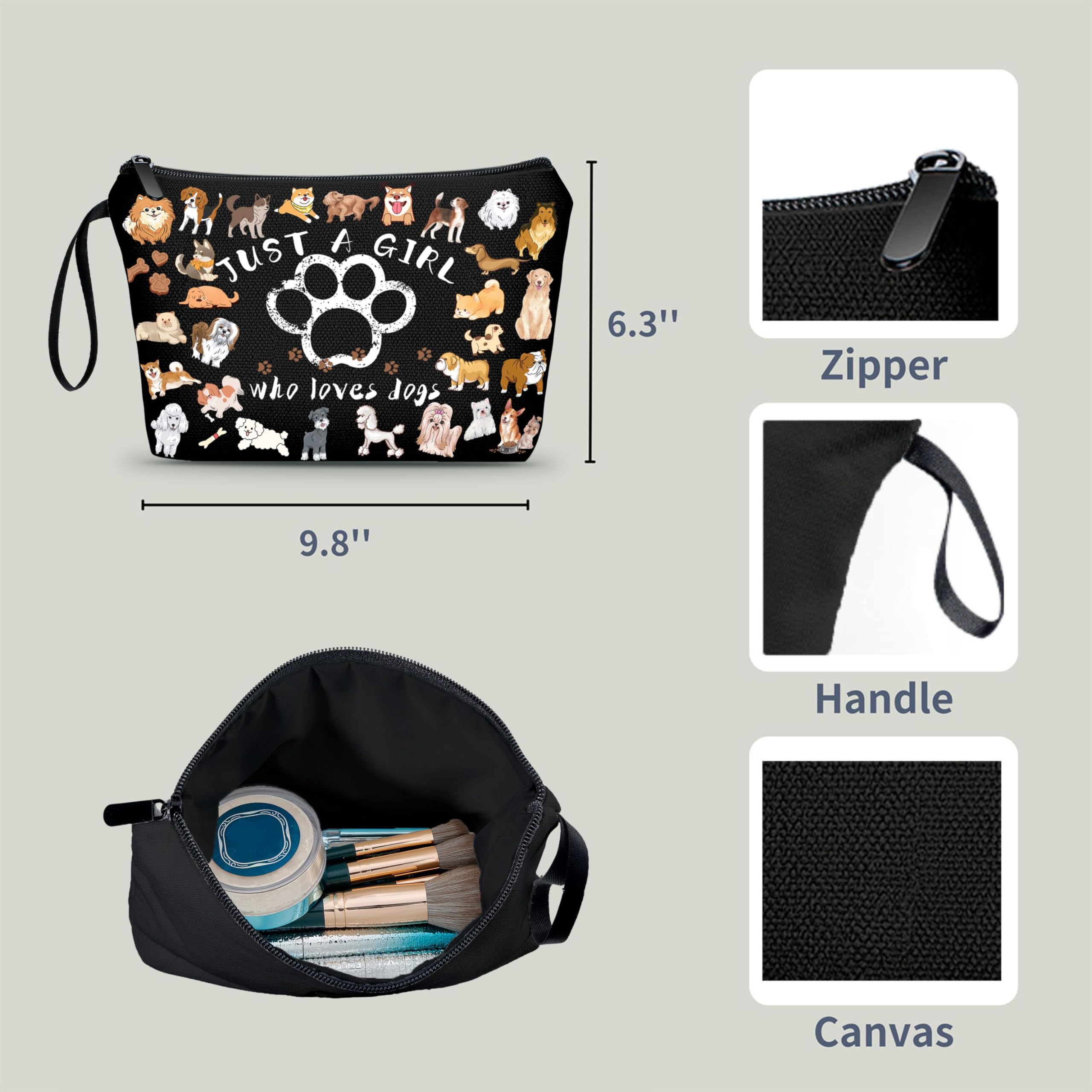 Dog Mom Gifts for Women - Just A Girl Who Loves Dogs, Small Cosmetic Dog Bag, Dog Themed Gifts for Bestie, BFF, Sister, Birthday Gifts for Her, Perfect for Dog Lovers' Everyday Use and Special Occasions