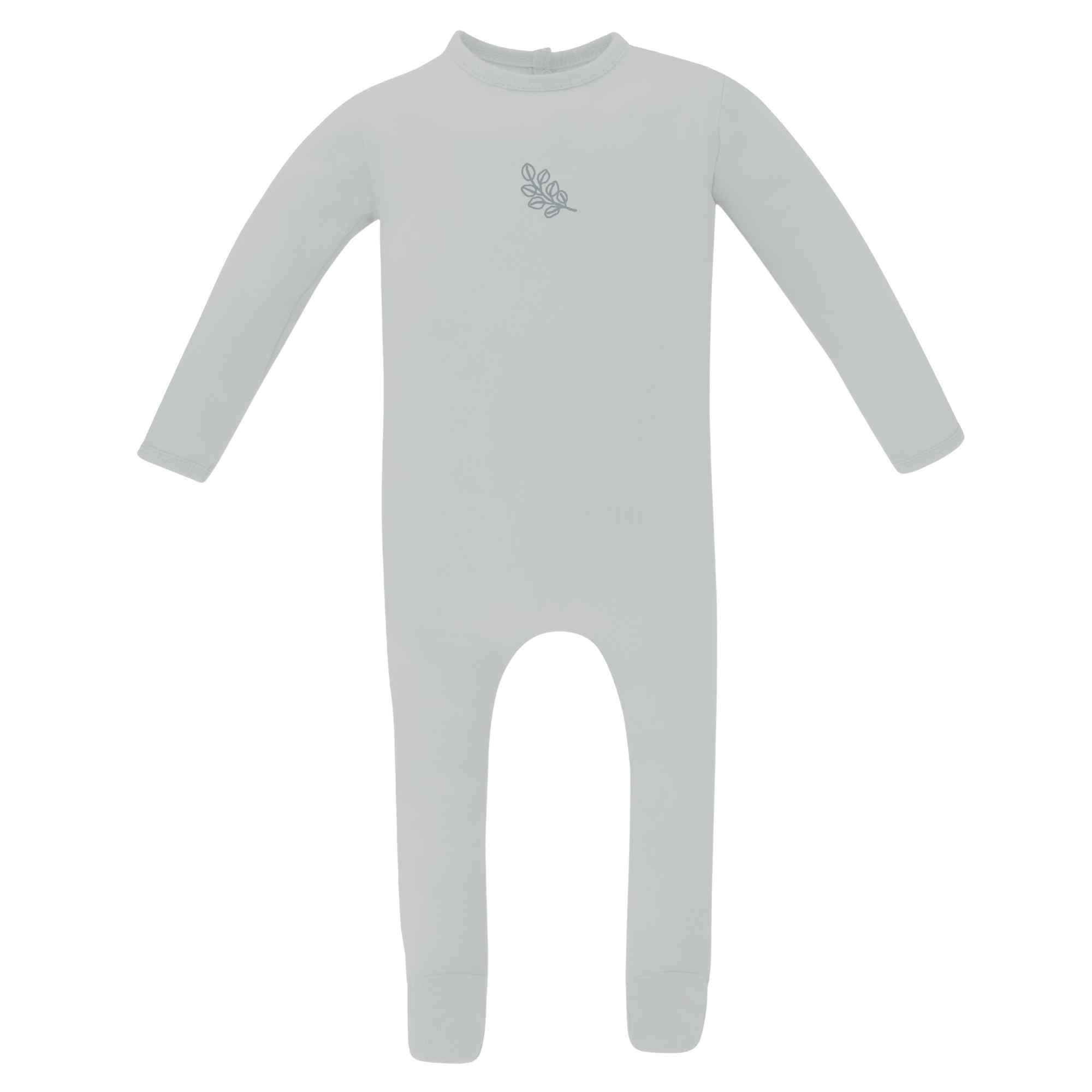 Ely's & Co. Embroidered Leaf Collection Blue Baby Footie Pants - Soft Cotton Newborn & Infant Leggings for Playtime & Photo Shoots