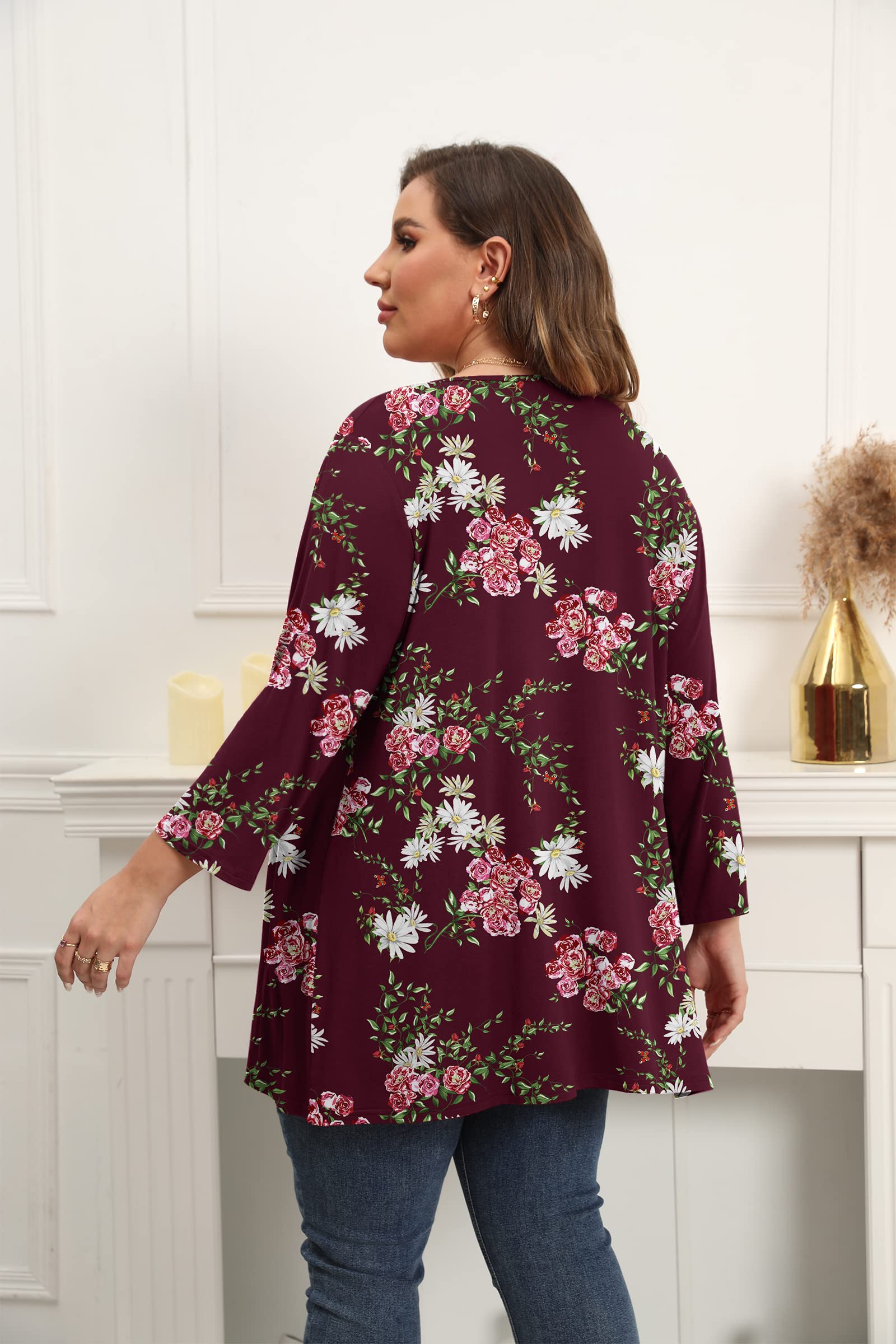 TIANZHU Women's Lightweight 3/4 Sleeve Open Front Cardigan - Casual Drape Duster Sweater for Spring & Fall Layering | Office, Lounge & Weekend Wear