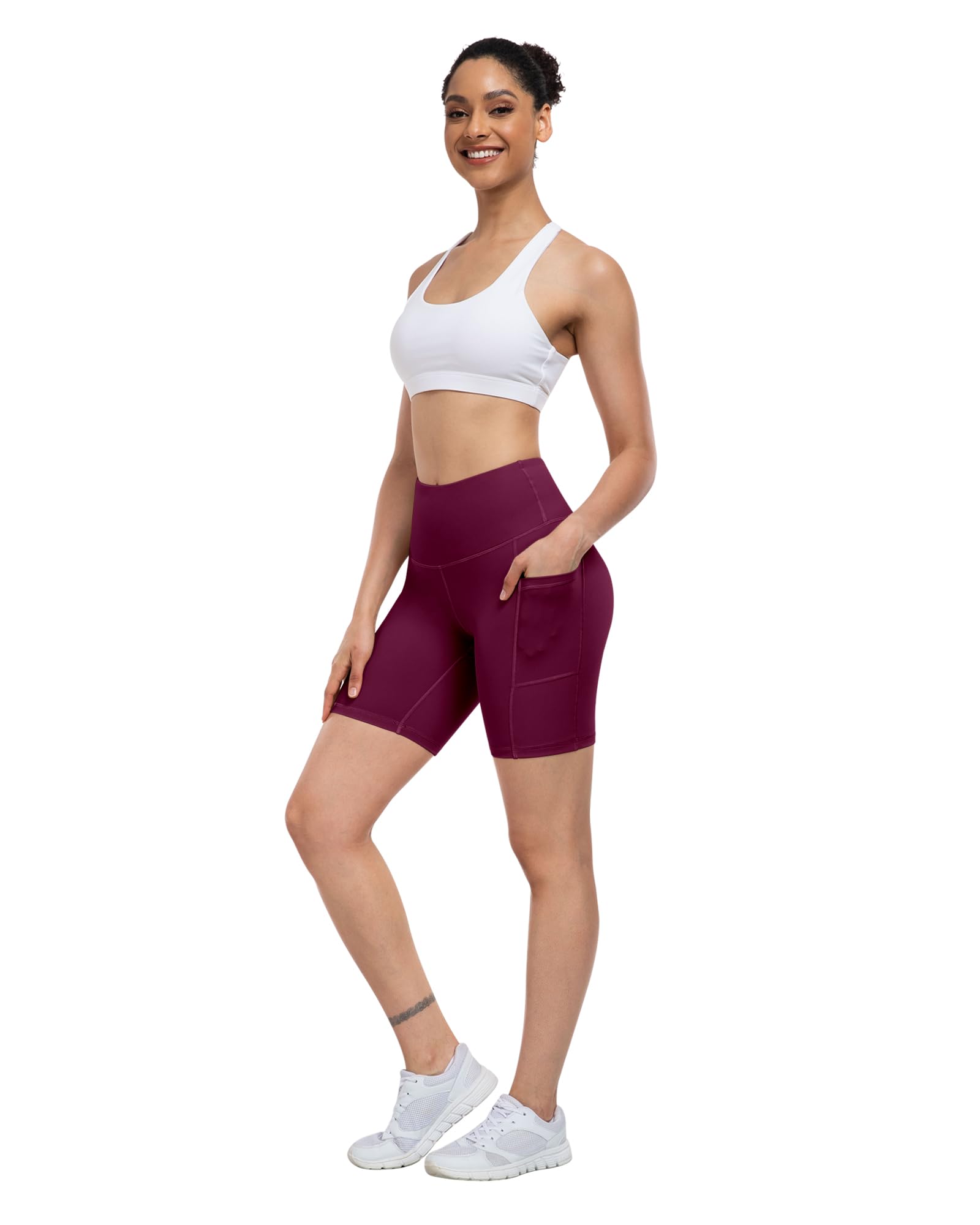 ATHVOTAR Women's High Waisted Biker Shorts with Pockets - 3