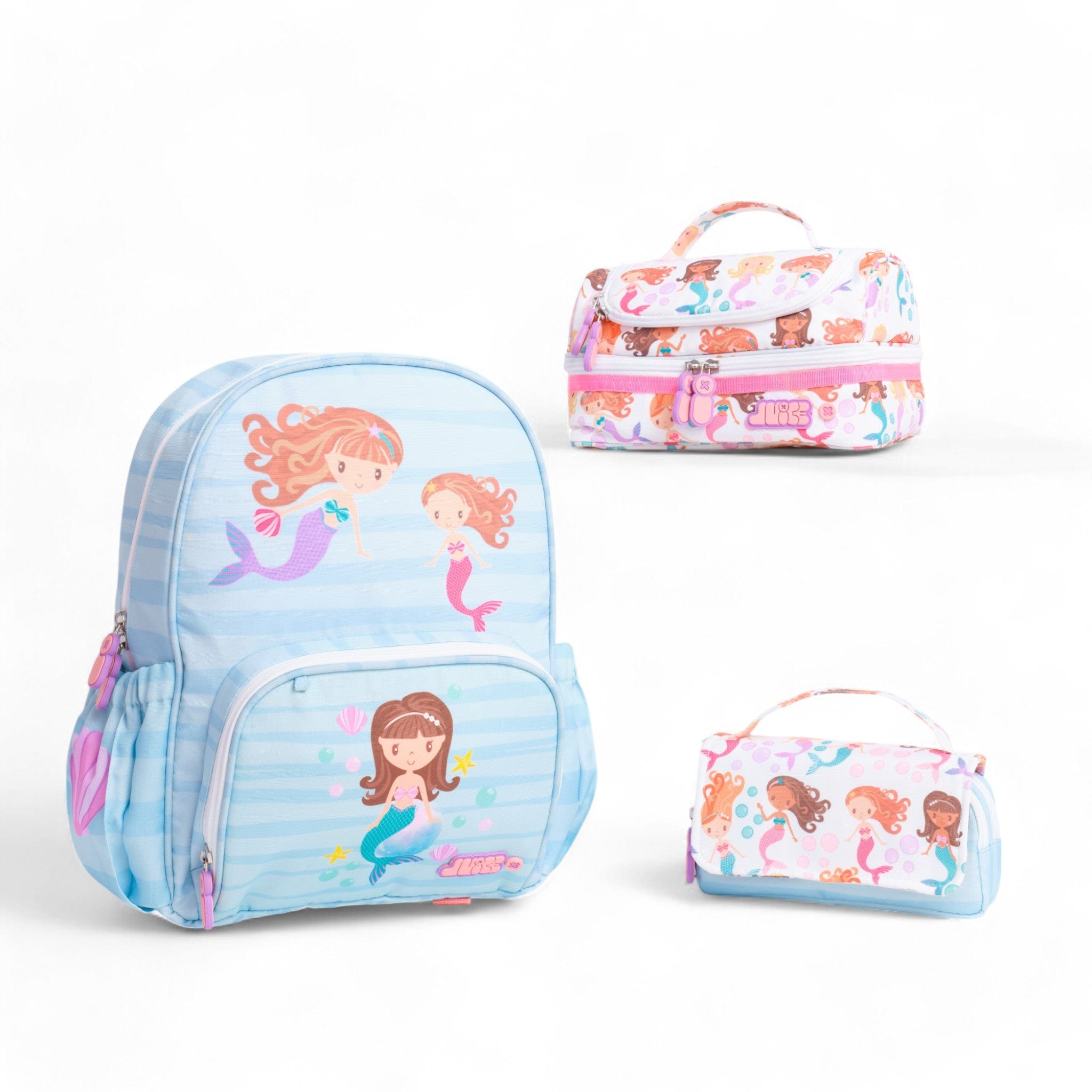 Mermaid Themed Medium Backpack Set for School, Travel & Everyday Use - Waterproof & Stylish Teen Girls Backpack with Matching Accessories