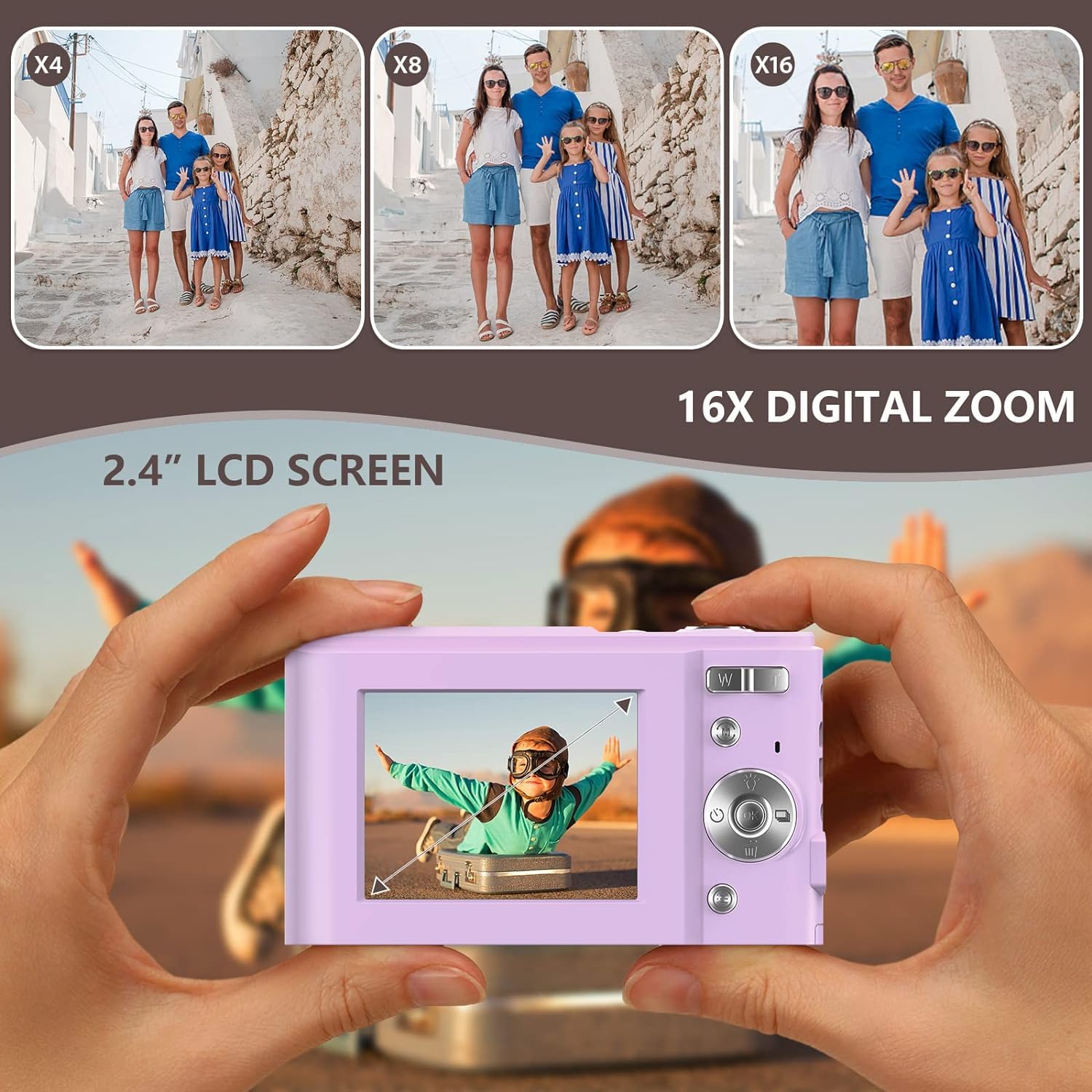 FamBrow Digital Camera 1080P FHD 36MP - Compact Vlogging Camera for Kids, Teens & Beginners | Portable Mini Camera for Travel, YouTube Videos & Everyday Photography (Violet)