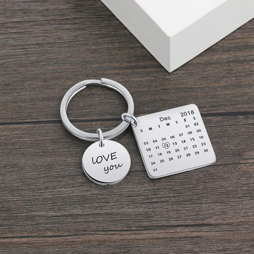Custom Photo Keychains for Men & Women - Personalized Picture Key Rings with Calendar - Perfect Gift for Him, Her, Couples & Friends (Great for Birthdays, Anniversaries & Special Occasions)