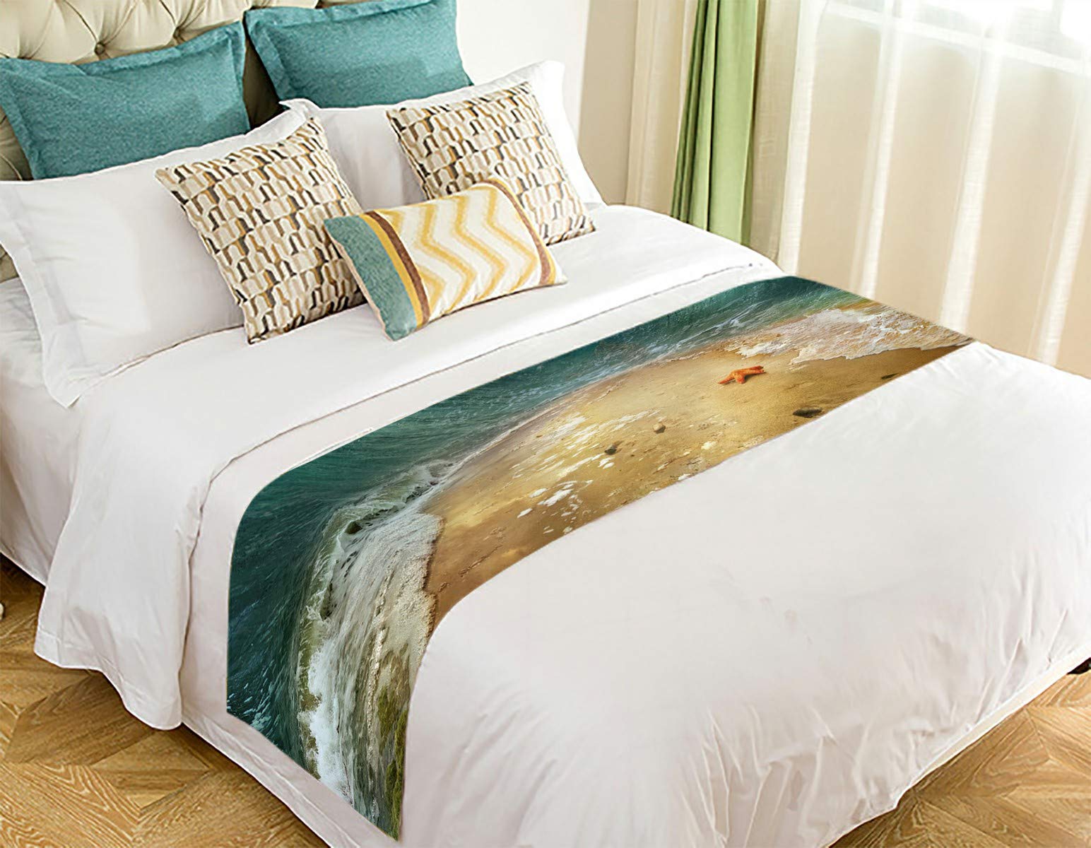 ECZJNT 20x95 Inch Luxury Bed Runner & Bed Scarf - Elegant Bedroom Decor for Queen & King Size Beds - Perfect for Weddings, Hotels, and Home Styling