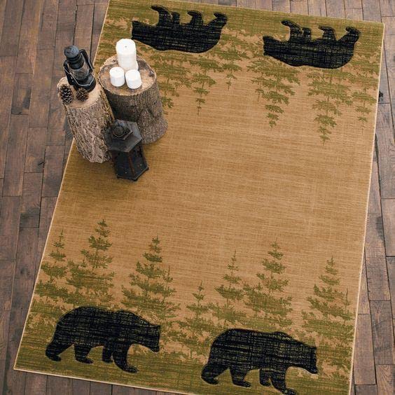 Premium Bear Skin Area Rug - Durable Thick Non-Slip Luxury Throw Rug for Cabin Decor (4x6,5x7,8x10 ft) Brown/Red - Perfect for Hunting Lodge, Rustic Home & Wilderness Themed Interior Design