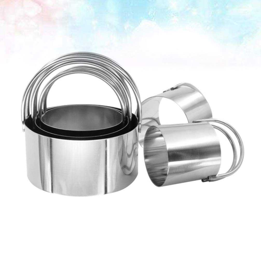 Hemoton 5-Piece Round Mousse Cake Ring Mold Set - Stainless Steel Baking Rings for Pastry, Biscuits, Flat Dough - Perfect for Home Baking, Dessert Making & Professional Pastry Chefs