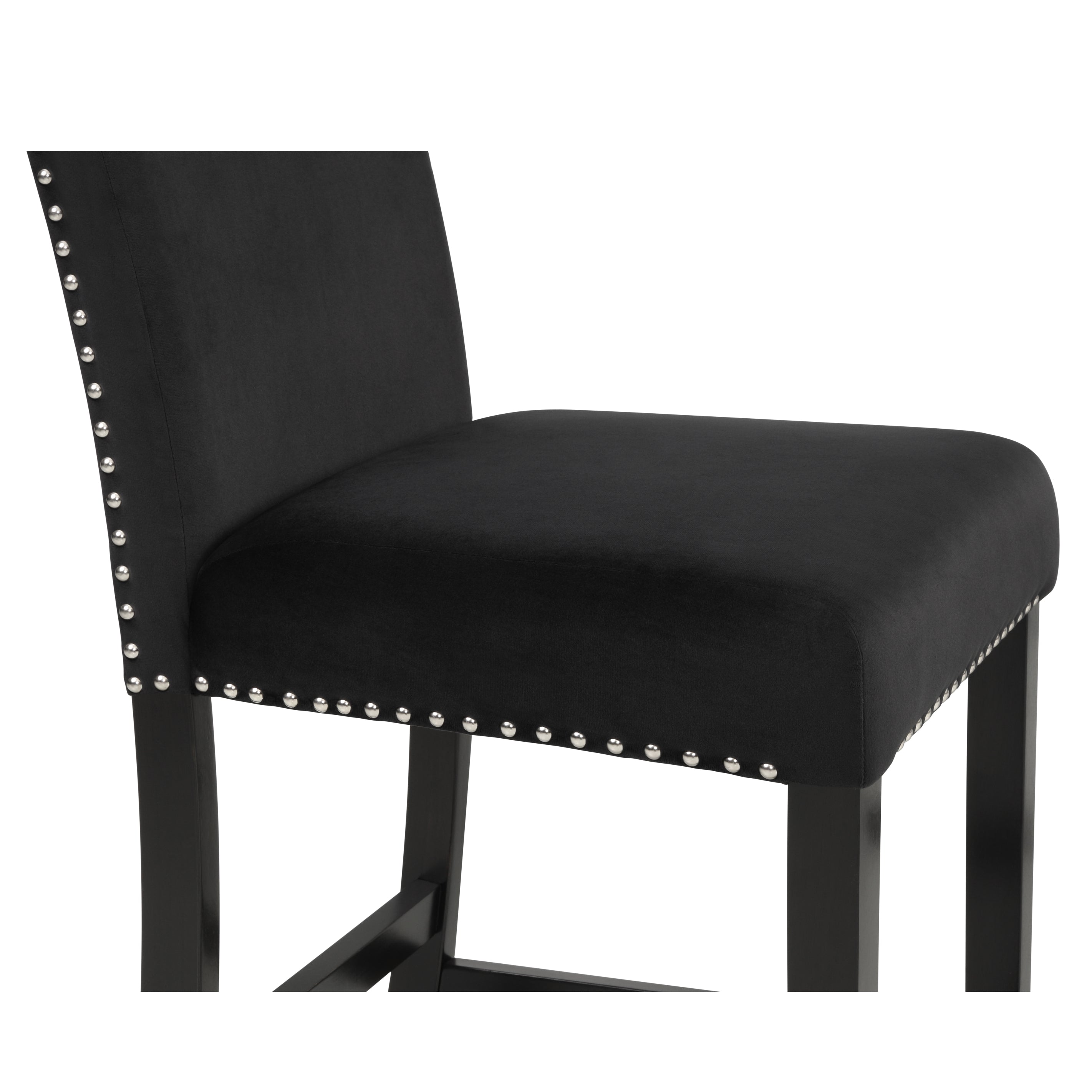Roundhill Furniture 5-Piece Mella Counter Height Dining Set - Round Faux Marble Table with 4 Black Velvet Parsons Stools - Perfect for Kitchen, Breakfast Nook & Small Space Dining
