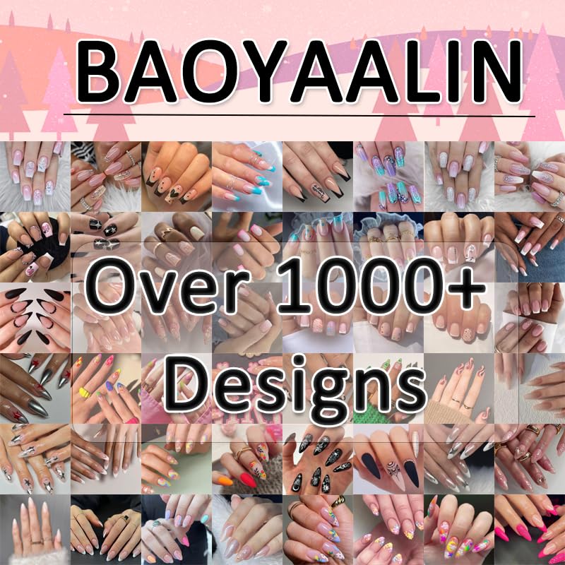 Valentine's Day Press on Nails - Medium Coffin French Fake Nails with Heart Rhinestone Designs - 24PCS Full Cover Acrylic Stick on Nails for Women - Perfect for Date Night, Bridal Shower & Romantic Occasions