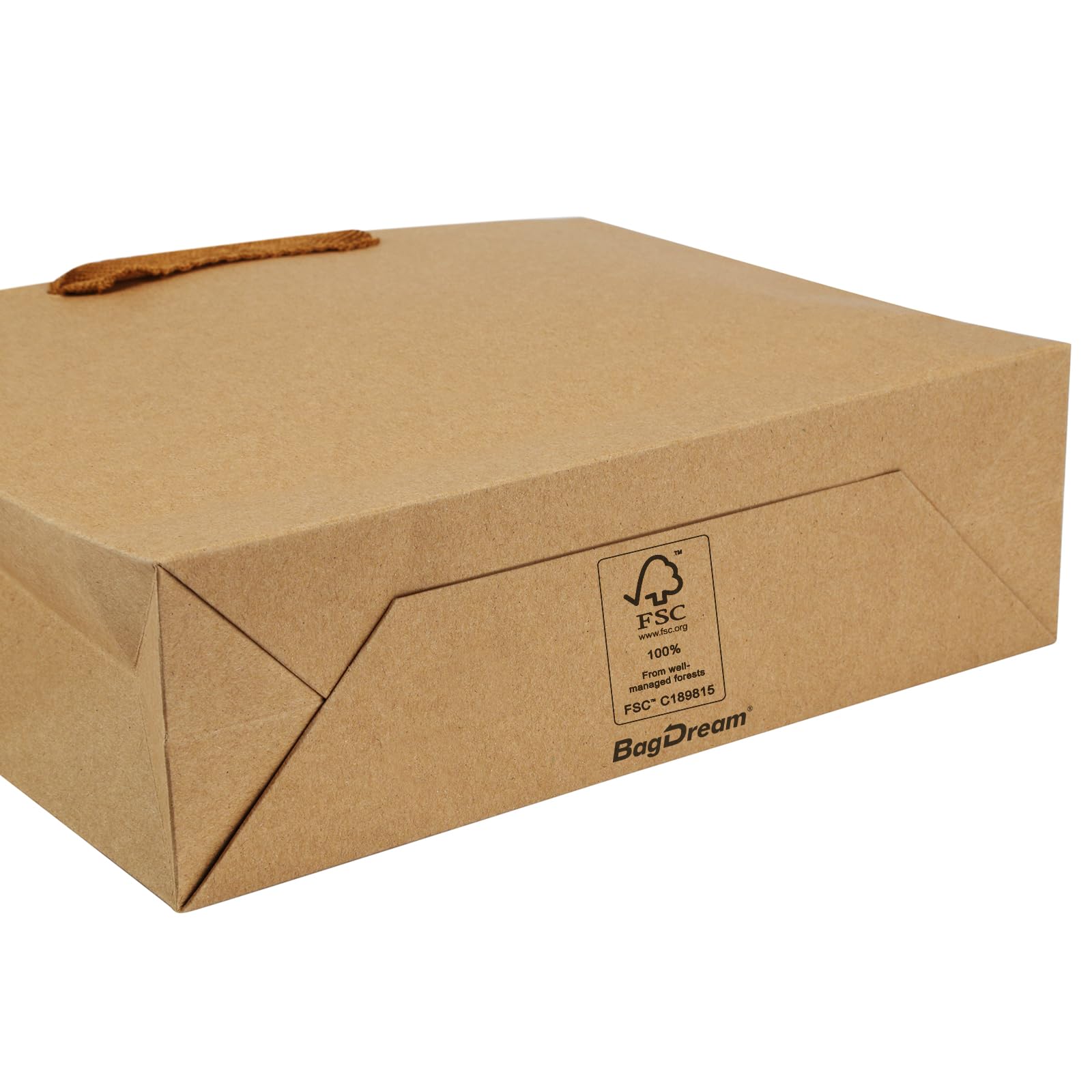 BagDream 25-Pack Heavy Duty Kraft Brown Paper Gift Bags with Handles 10.6x3.1x8.3 Inches - Eco-Friendly Soft Cloth Shopping Bags for Wedding Favors, Party Gifts, Retail Merchandise & Holiday Packaging