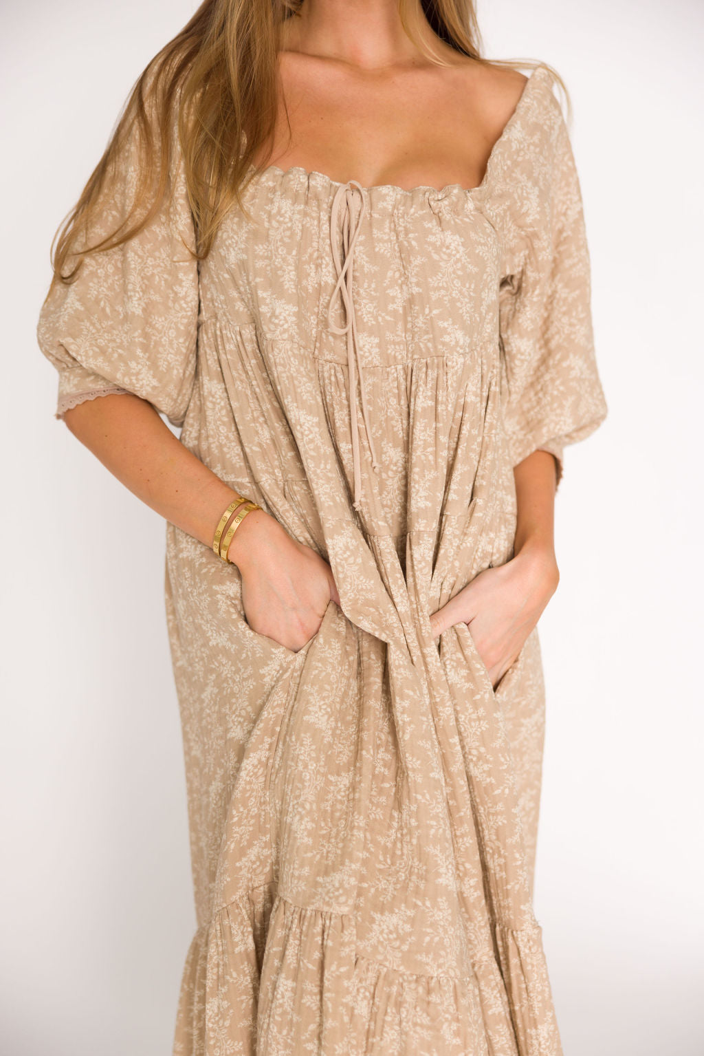 Bump Friendly 100% Cotton Maxi Dress in Mocha - Flowy Maternity Dress for Pregnancy & Nursing (XS-XL) | Perfect for Baby Showers, Beach Vacations & Summer Outings