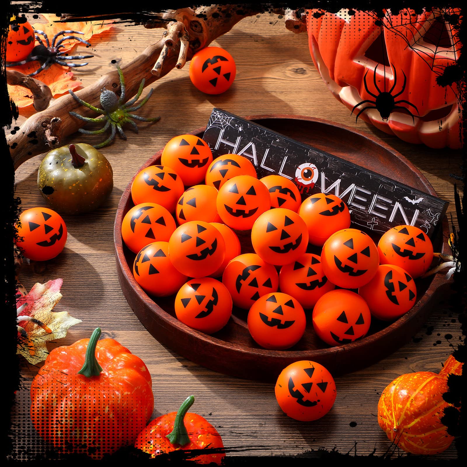Jerify 30-Pack Halloween Stress Balls - 1.57 Inch Foam Pumpkin, Ghost & Bat Shapes - Bulk Party Favors for Halloween, Carnival, Fall Festival - Perfect for Classroom Rewards, Office Stress Relief & Trick-or-Treat Goodie Bags