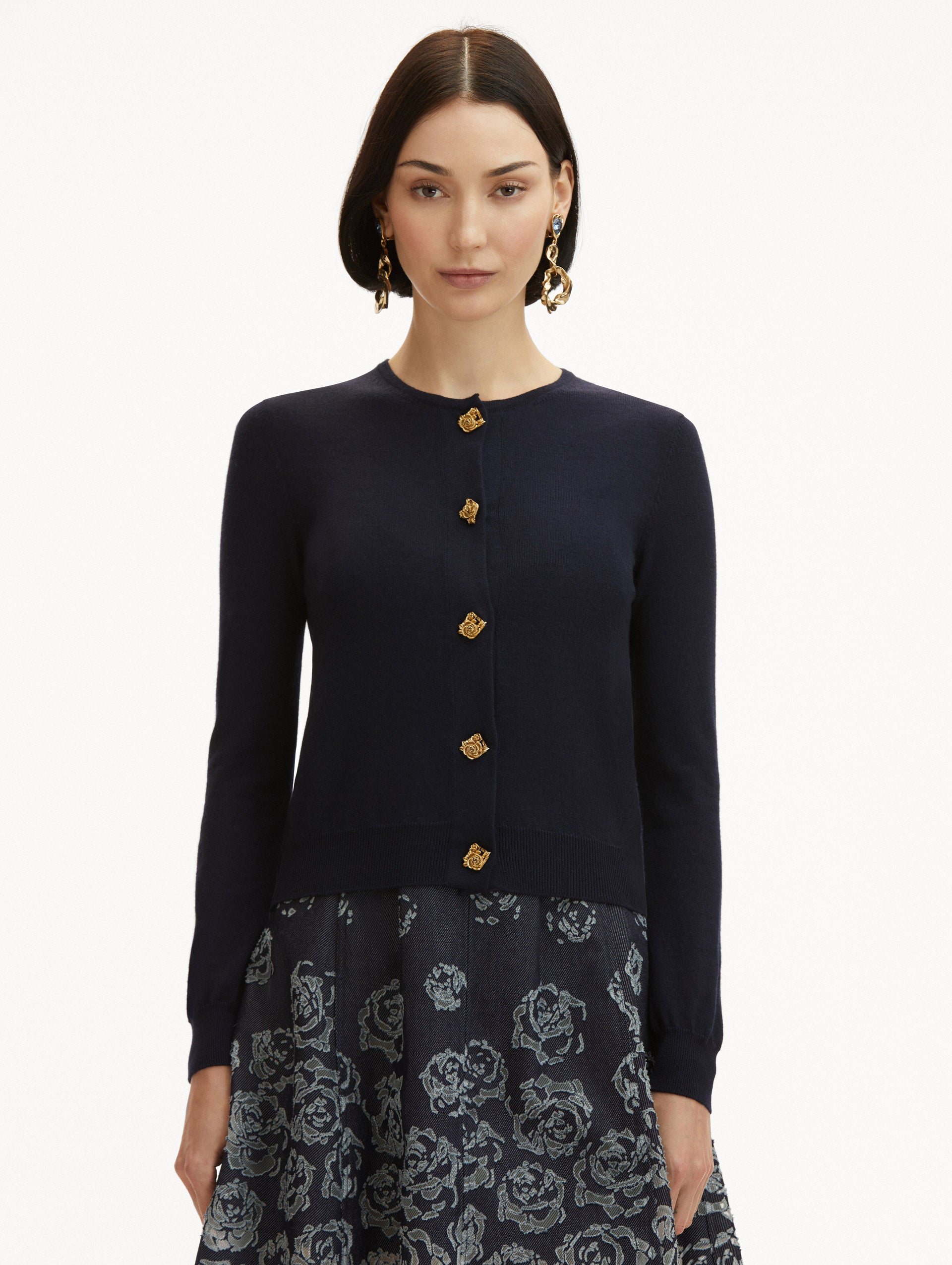 English Rose Button Cardigan Women's Vintage Knit Sweater - Perfect for Fall Outfits, Office Wear & Casual Dates