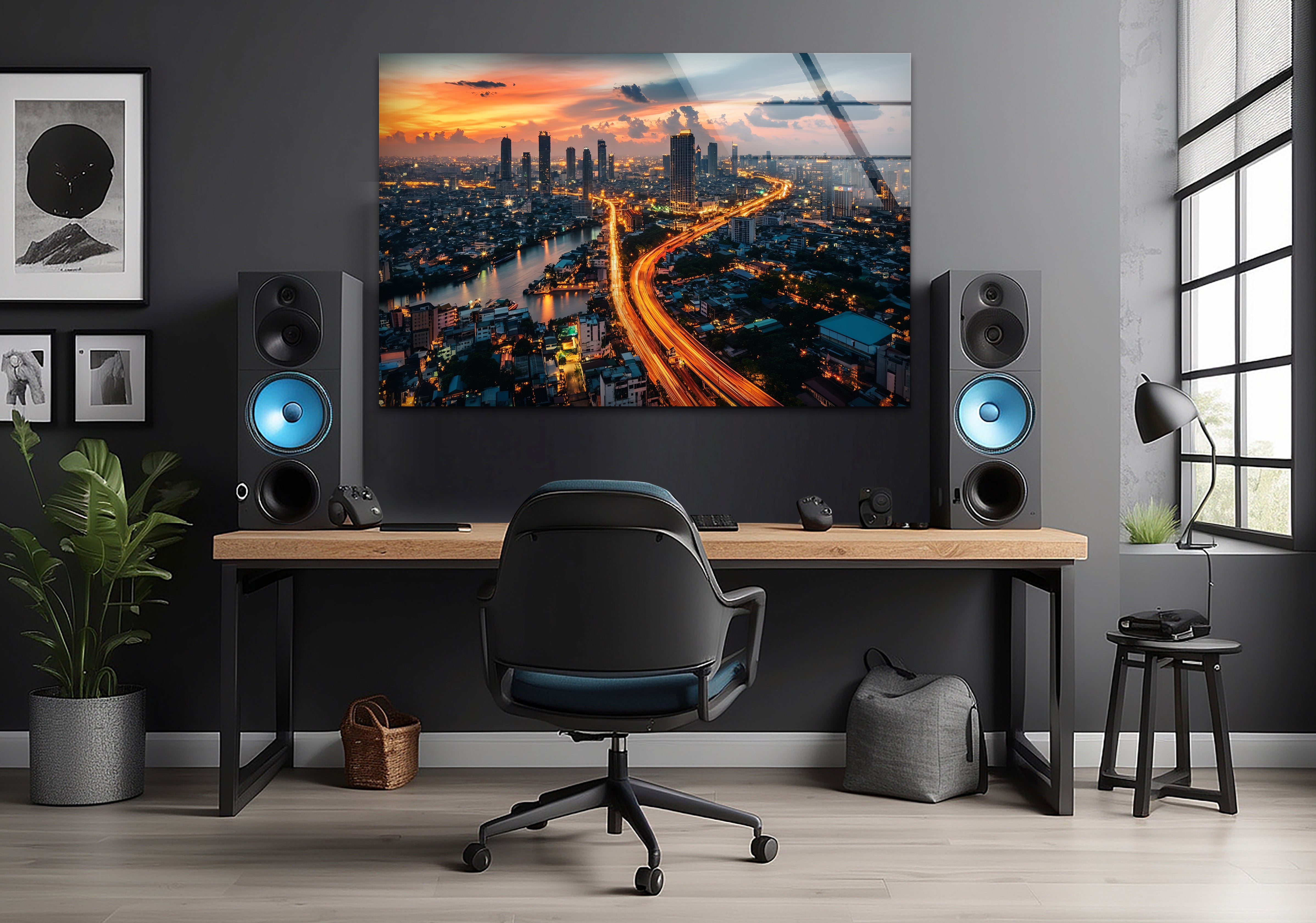 Bangkok Night Glass Wall Art - Stunning Cityscape Decor for Living Room, Bedroom & Office - Perfect Modern Home & Gift Idea
