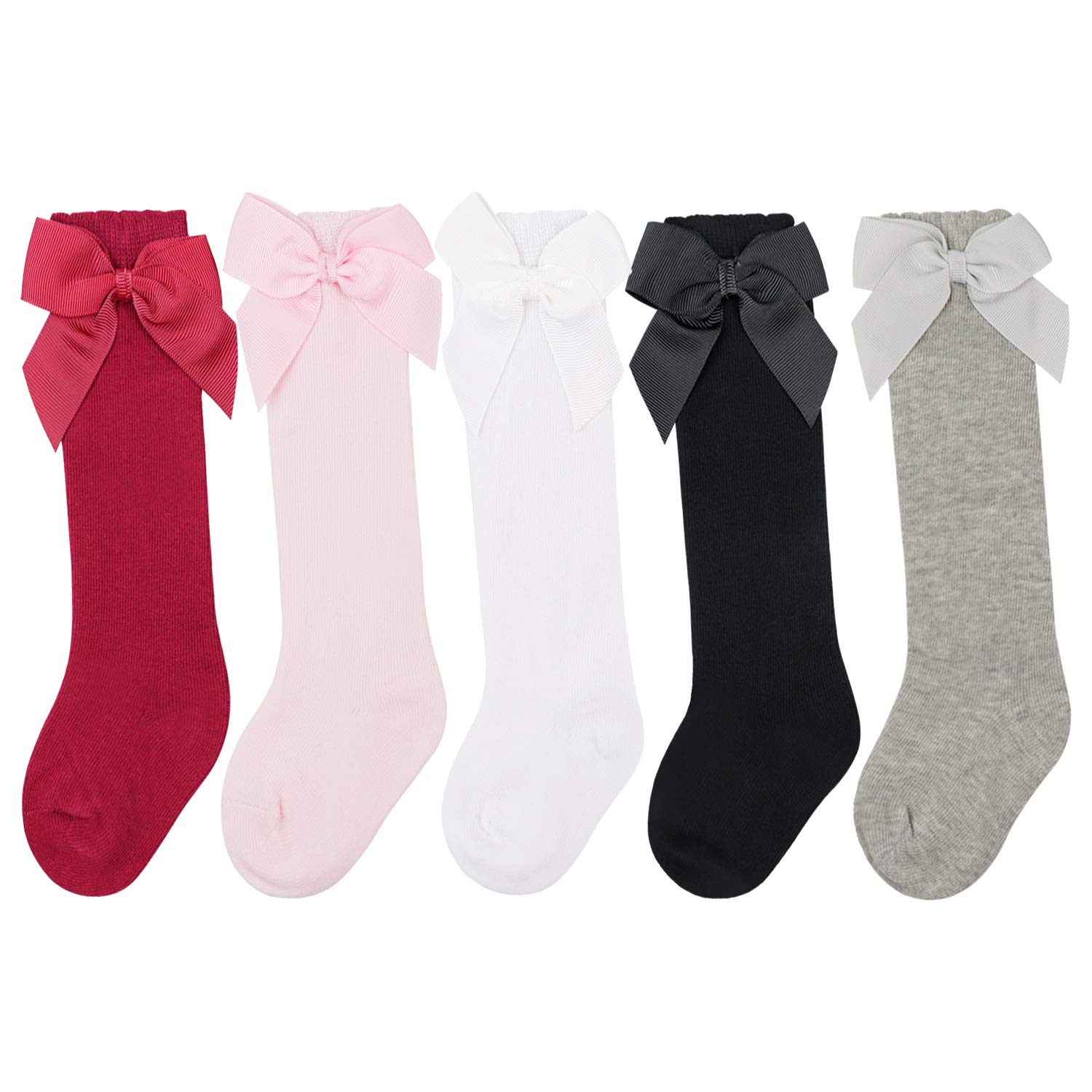 BQUBO Baby Knee High Socks for Toddler Girls - Soft Cotton Knit Stockings - Perfect for Dresses, Outfits & Special Occasions