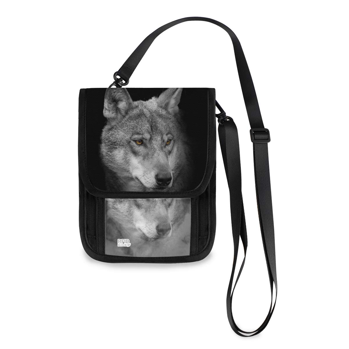ALAZA Wolf Portrait Animal Print Small Crossbody Wallet Purse - RFID Blocking Phone Bag & Passport Holder with Credit Card Slots - Perfect for Travel, Shopping, and Daily Use