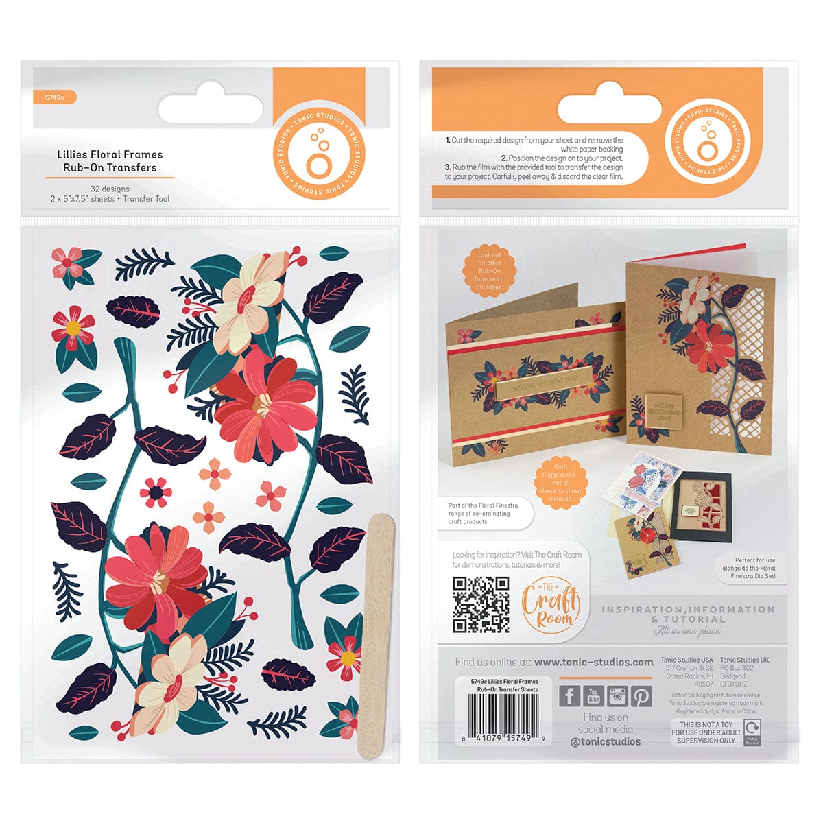 Lilies Floral Frames Rub On Transfers - DIY Scrapbooking & Card Making Decals for Home Decor and Craft Projects