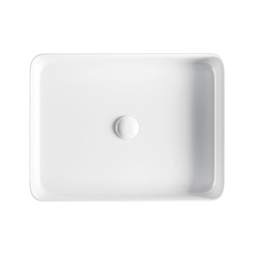 Fienza RB467 Eleanor Rectangular Above Counter Bathroom Sink - White Porcelain Ceramic Vessel Basin for Modern Vanity & Powder Room Decor