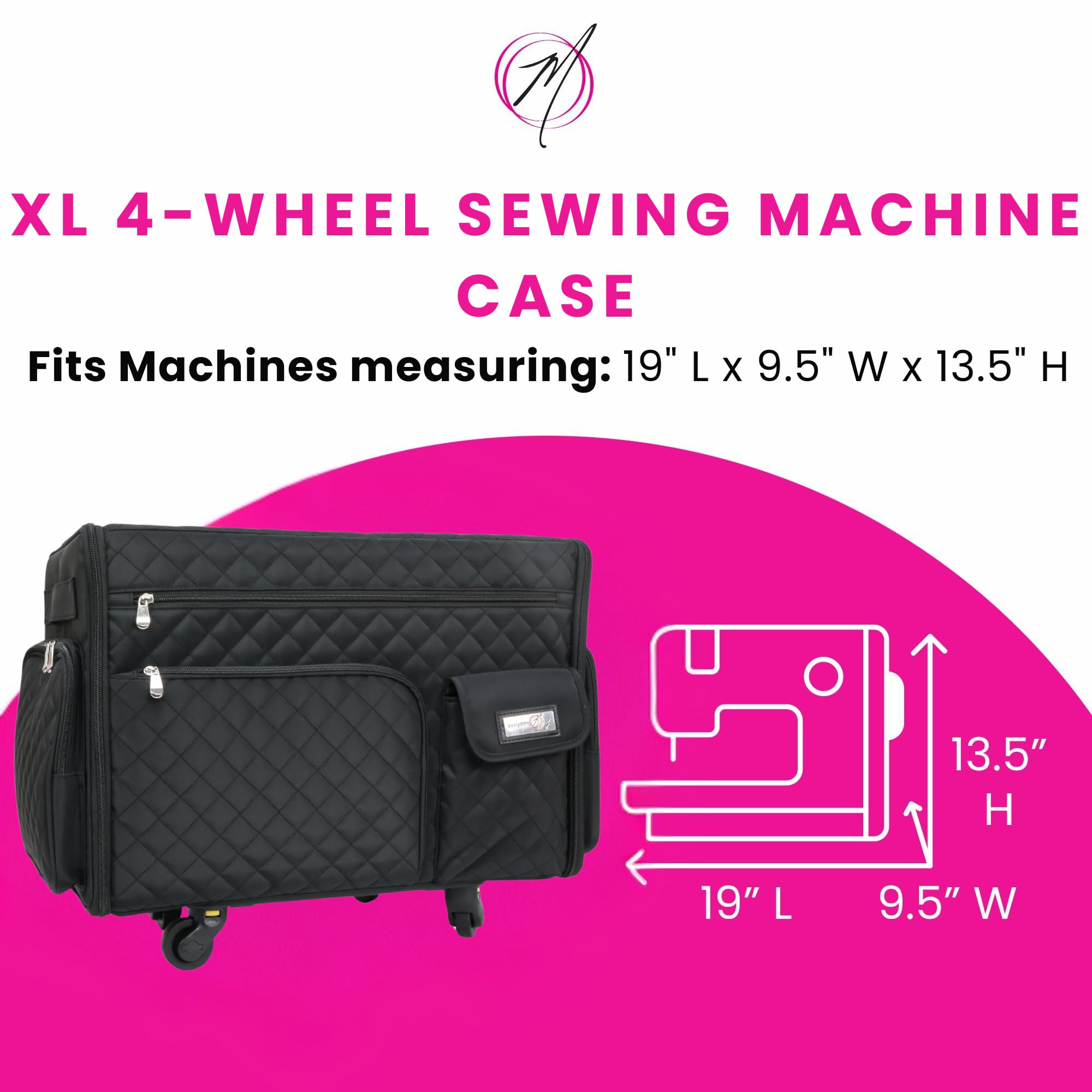 Everything Mary XL Roller Flat Top Craft Organizer - Durable Portable Sewing Machine Case & Craft Supply Tote with Spacious Storage | Perfect for Sewing, Scrapbooking, Quilting & DIY Projects | Easy-Transport Design for Craft Rooms & Workshops