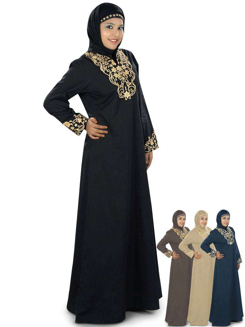 Stylish Hibbah Black Cotton Abaya for Women - Modest Islamic Dress - Perfect for Prayer, Mosque & Everyday Wear