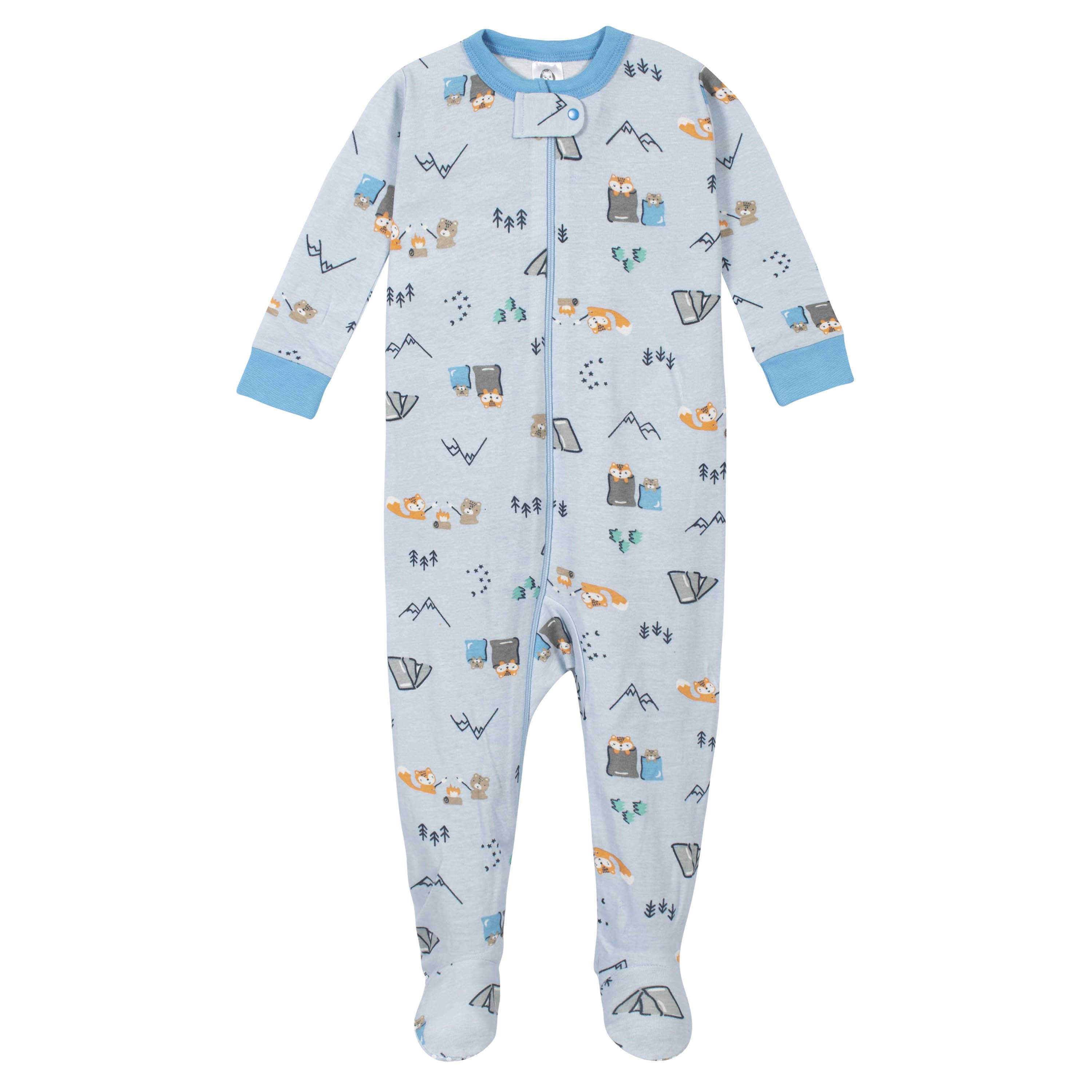 4 Pack Baby Boys Animals & Camping Footed Pajamas - Soft Cotton Sleepwear for Infants & Toddlers - Perfect for Bedtime, Playtime & Family Camping Trips