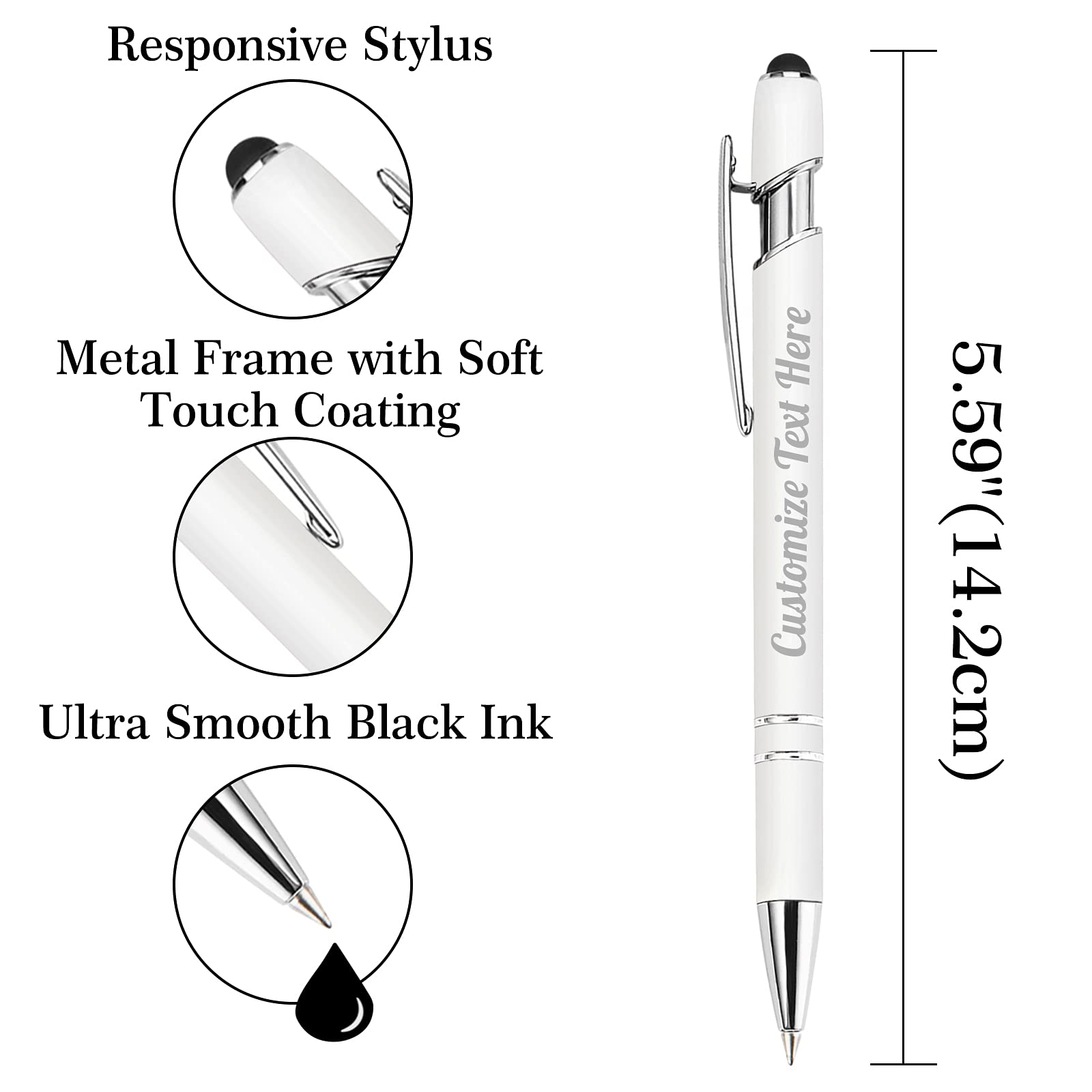 500 Custom Engraved Ballpoint Pens Bulk - Personalized with Business Name, Logo & Message - Medium Point Black Ink (200 Pcs) - Perfect for Corporate Gifts, Trade Shows & Office Supplies