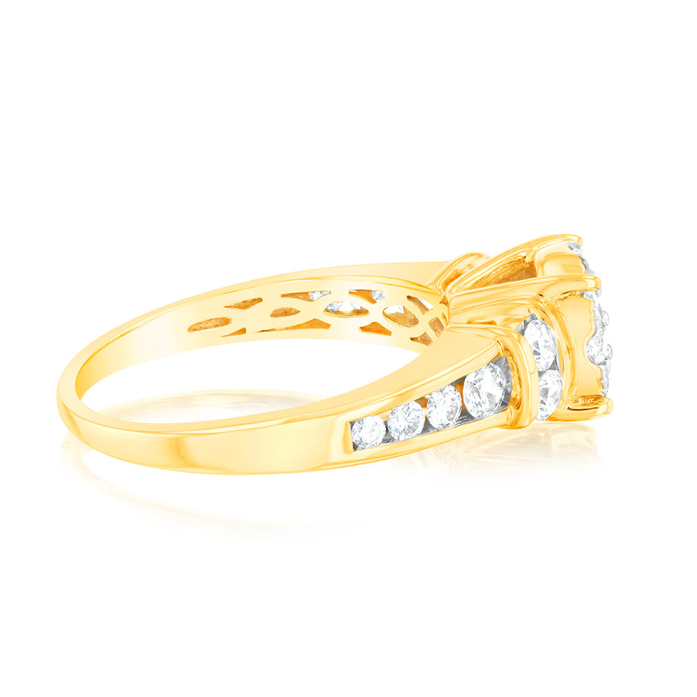 14ct Yellow Gold 1 Carat Brilliant Cut Diamond Halo Solitaire Engagement Ring for Women - Perfect for Proposals, Anniversaries & Special Occasions