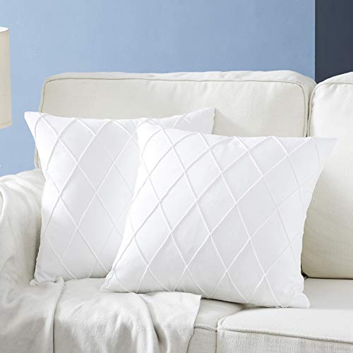 Premium White Throw Pillow Covers 24x24 Inches - Set of 2, Soft Cotton Linen Blend for Sofa, Couch & Bed - Elegant Decorative Cushion Covers for Living Room, Bedroom & Home Decor