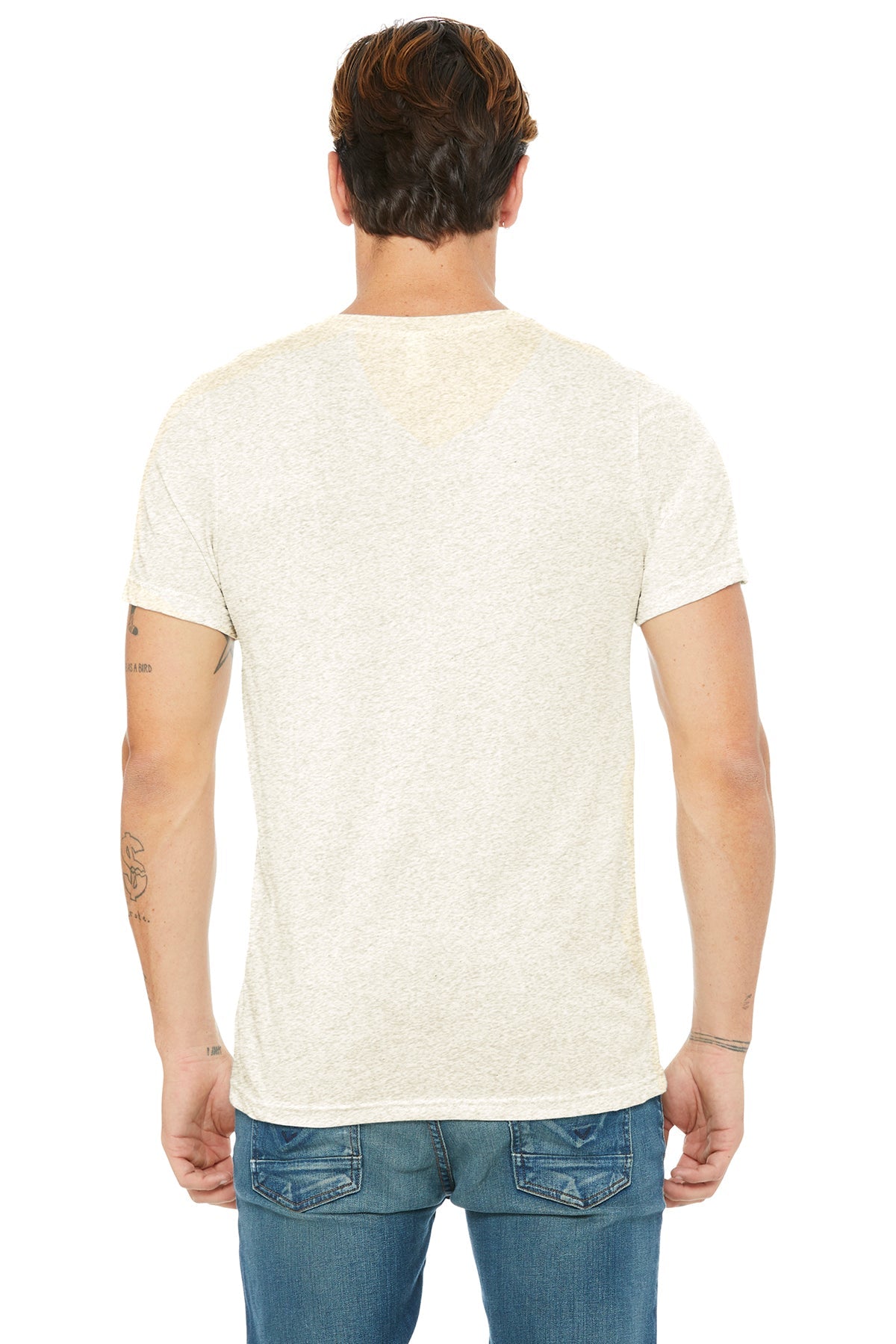 Bella Canvas Unisex Triblend V-Neck T-Shirt - Soft Comfortable Tee for Men & Women - Oatmeal Color - Perfect for Casual Wear, Layering & Everyday Outfits