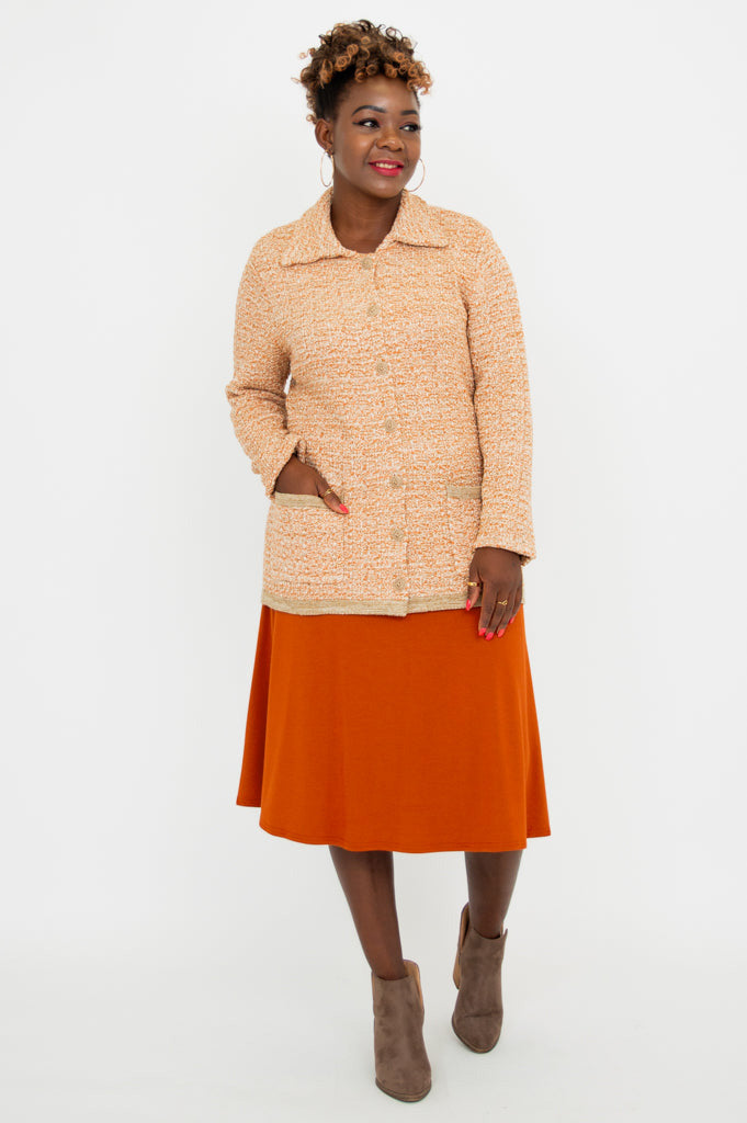 Chanel Women's Cotton Cardigan Sweater - Soft & Cozy Chai Spice Color - Perfect for Fall Fashion & Casual Outfits