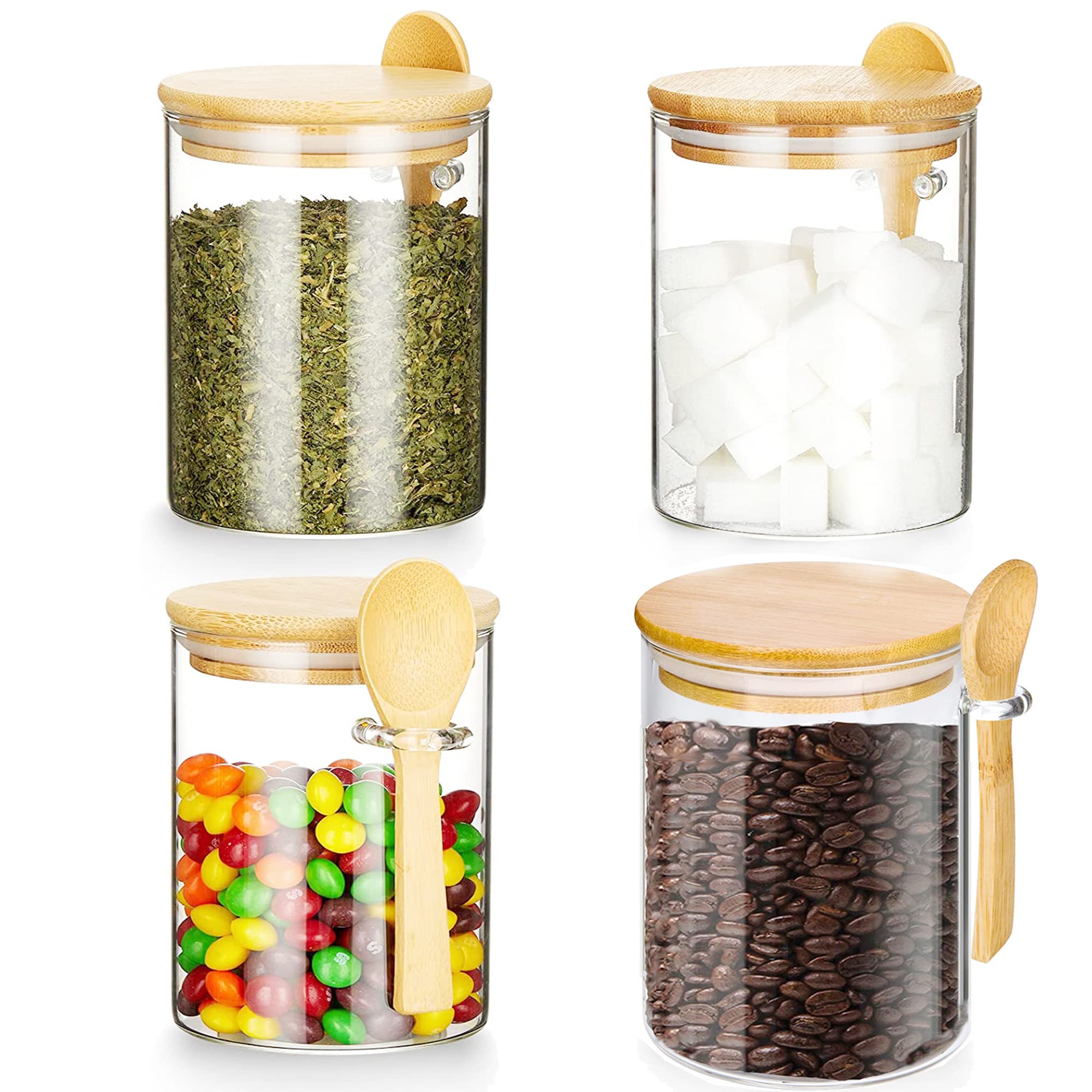 17oz Glass Food Storage Containers with Airtight Lids - Clear Pantry Jars for Coffee, Tea, Cereal, Flour, Sugar & Dry Goods | Ideal for Kitchen Organization & Bulk Food Storage