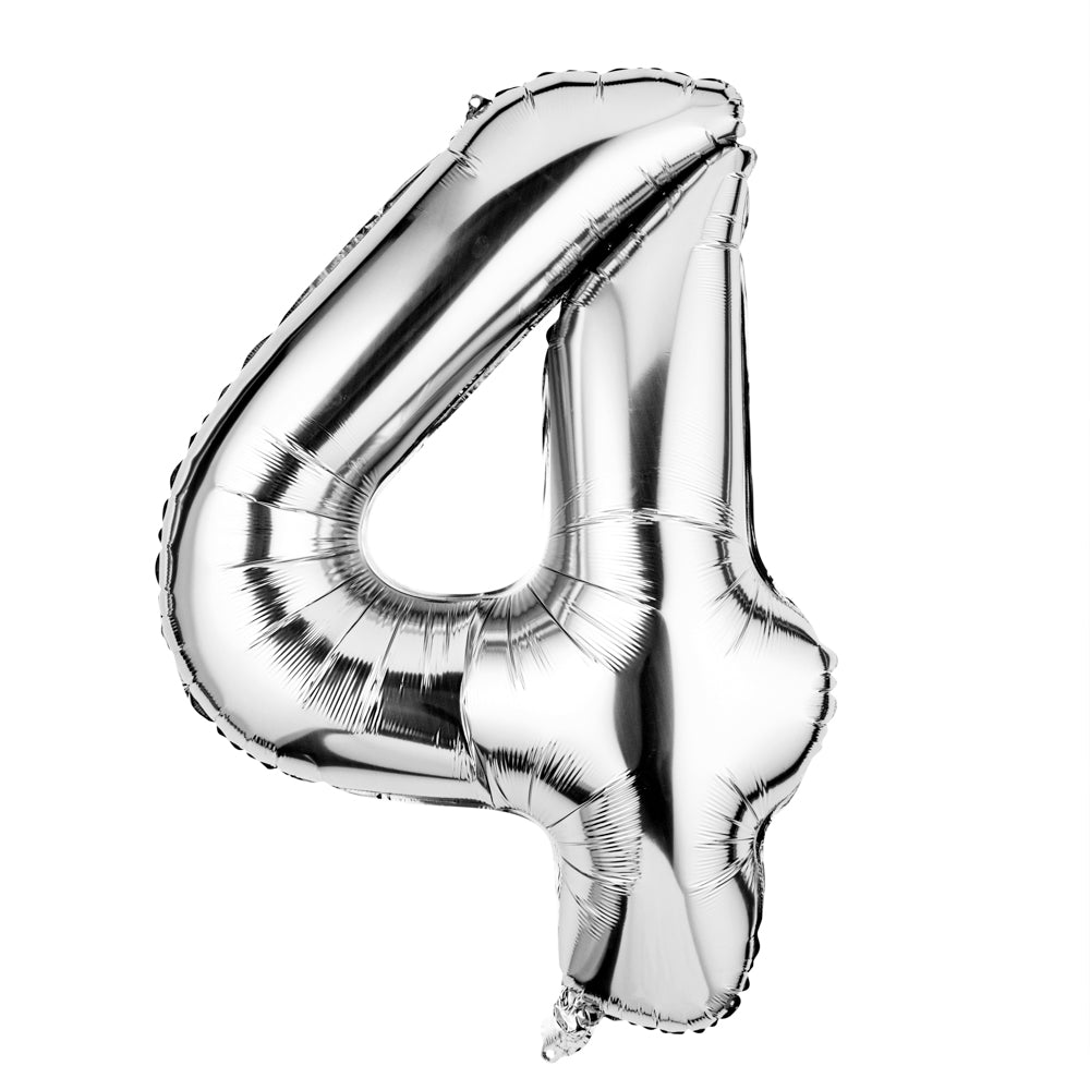 Balloonify Silver Mylar Number 4 Balloon - 40 Inch Large Foil Helium Balloon (1 Count) for Birthday Parties, Anniversaries & Special Events