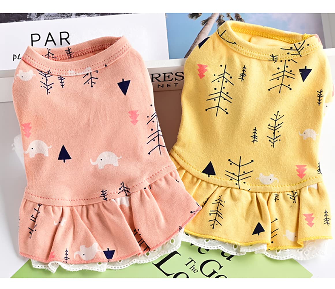100% Cotton Elephant Print Dog Dress - XXL Pink Pet Clothes for Small Dogs & Cats | Spring Summer Fashion Apparel | Perfect for Outdoor Walks, Birthday Parties & Photo Shoots