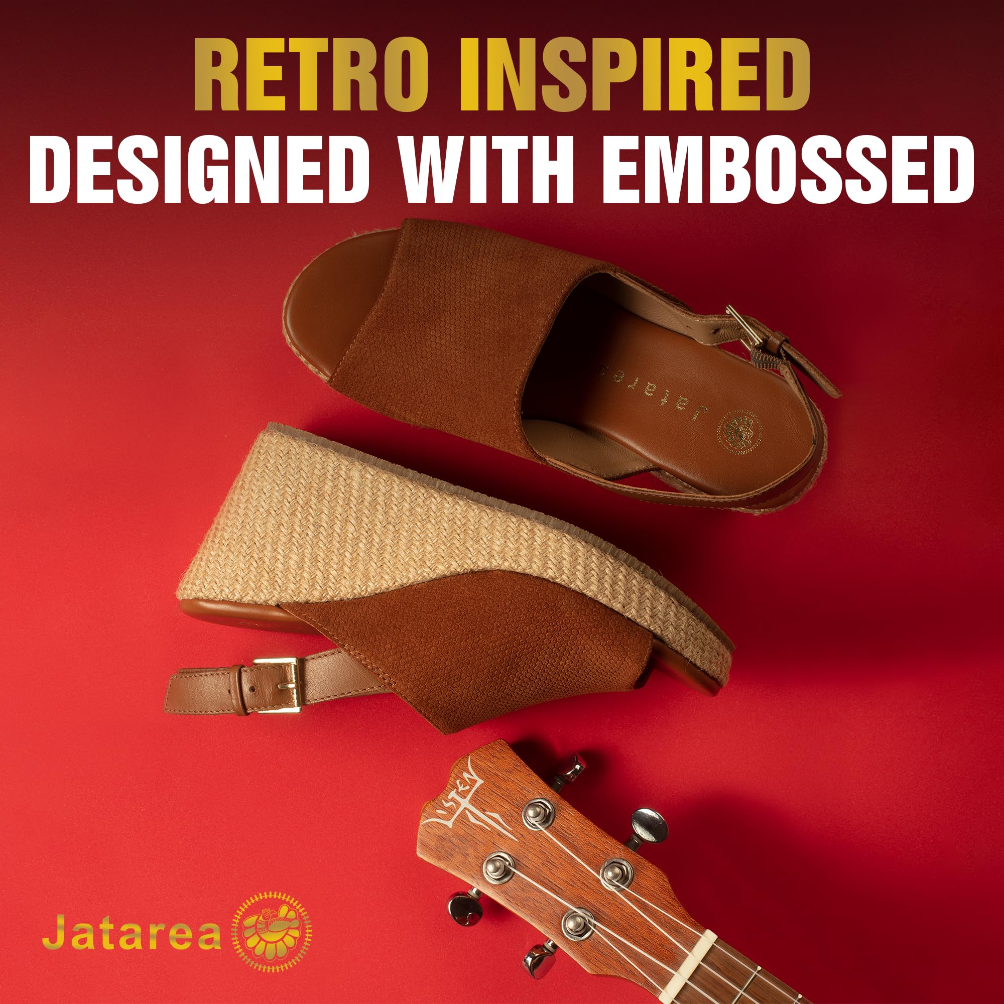 JATAREA Women's Leather Wedge Sandals - Comfortable Summer Sandals for Women | Perfect for Beach, Vacation & Casual Outfits