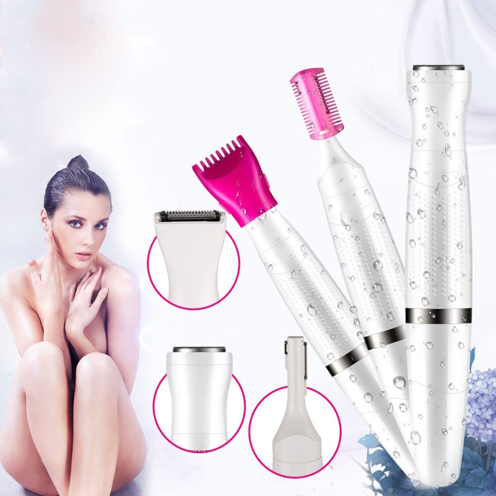 3-in-1 Painless Facial Hair Remover for Women & Men - Eyebrow Trimmer, Bikini & Nose Hair Remover - Full Body Grooming for Face, Lips, Armpits & Hands (Pink) | Perfect for Travel, Home Use & Personal Grooming Kits