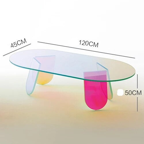 Modern Round Acrylic Rainbow Coffee Table Set - Stylish Living Room Furniture for Small Spaces, Home Decor & Entertaining Guests