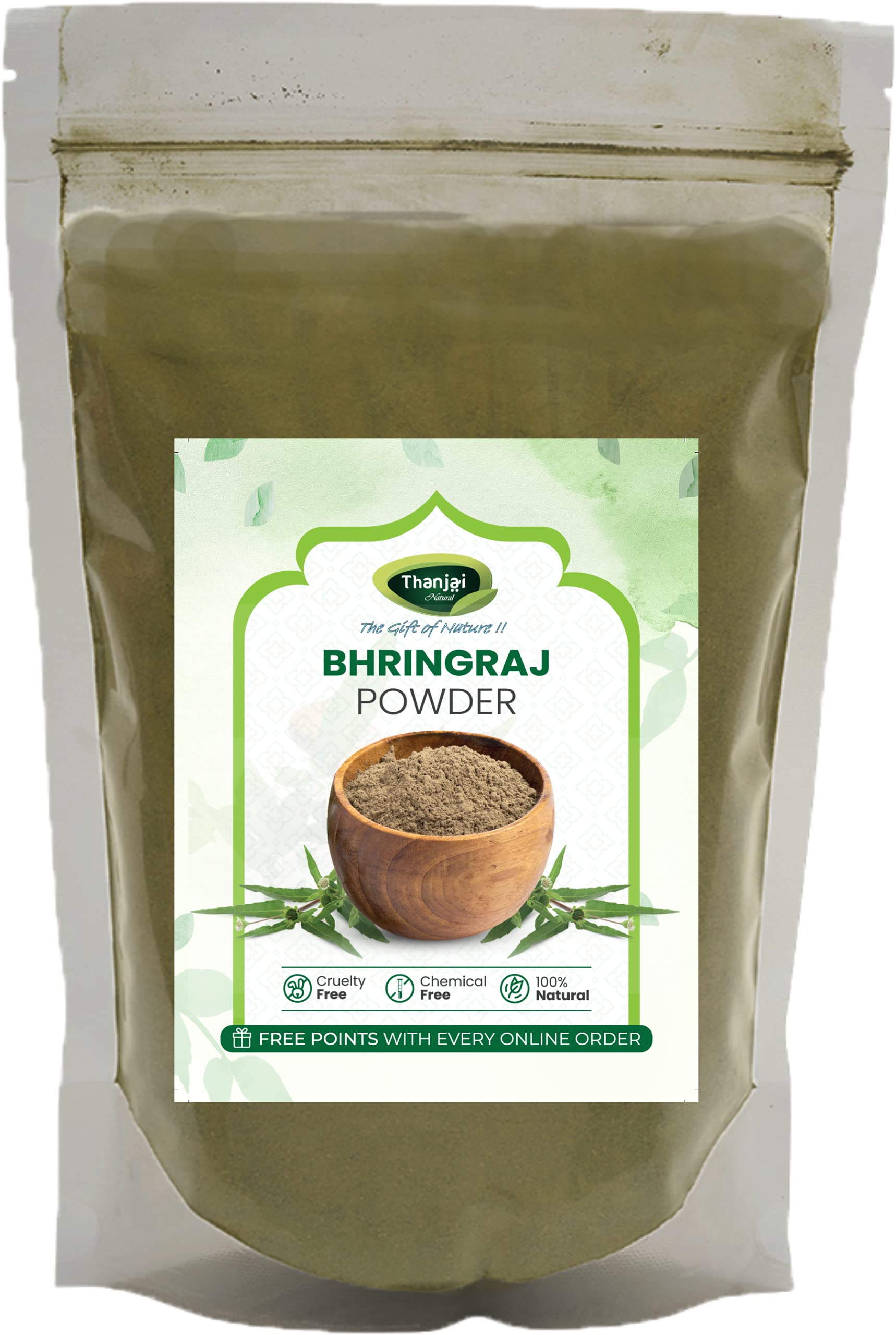 Thanjai Natural 100% Pure Bhringraj Powder (Eclipta Alba) 250g - Food Grade for Skin, Hair & Internal Care - Men & Women - Promotes Healthy Hair Growth & Scalp Care - Perfect for Ayurvedic Remedies & DIY Beauty Treatments