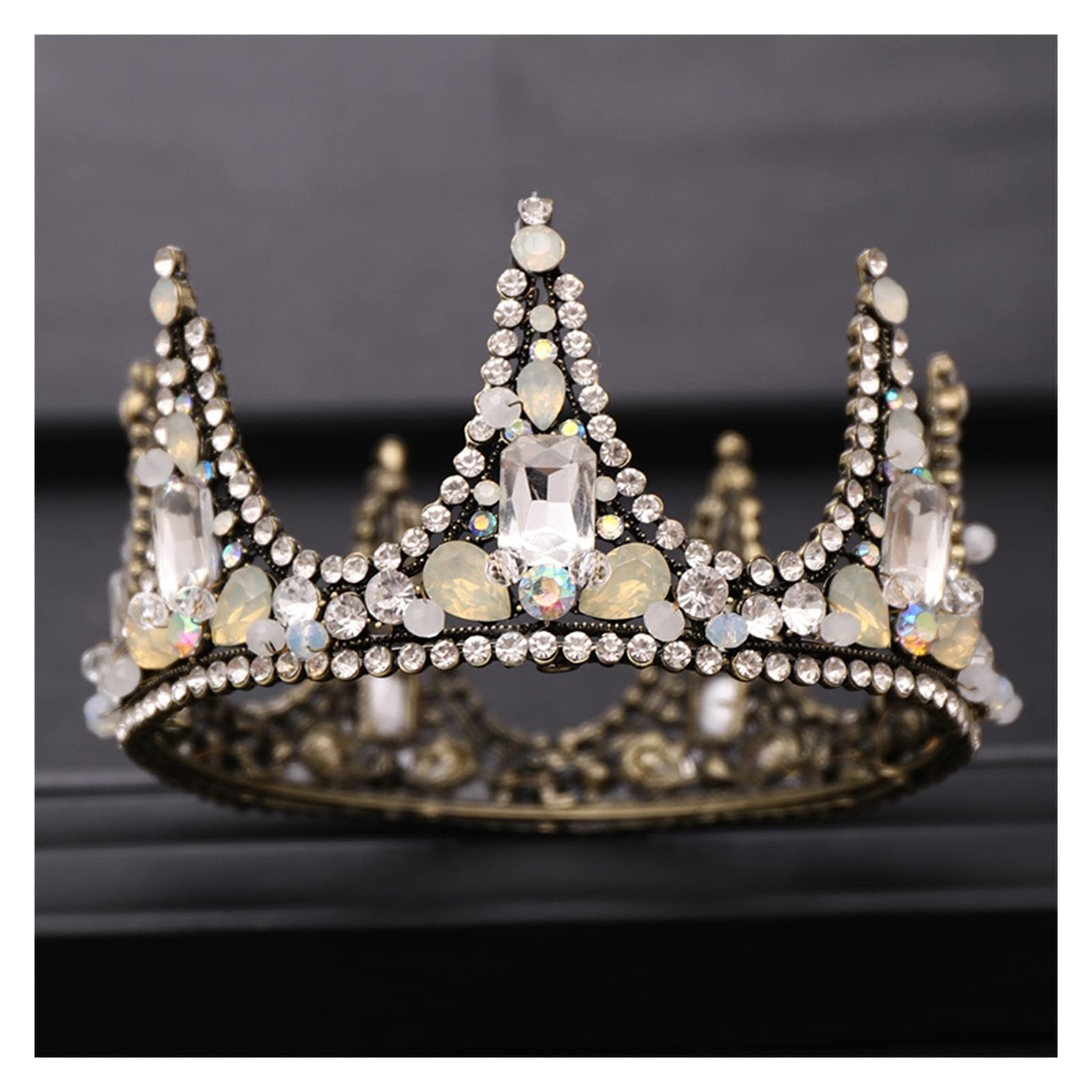 Silver & Black Rhinestone Pearl Crystal Wedding Crown – Handmade Bride Headdress for Princess Hair Accessories | Perfect for Bridal, Prom, Pageant & Special Occasions