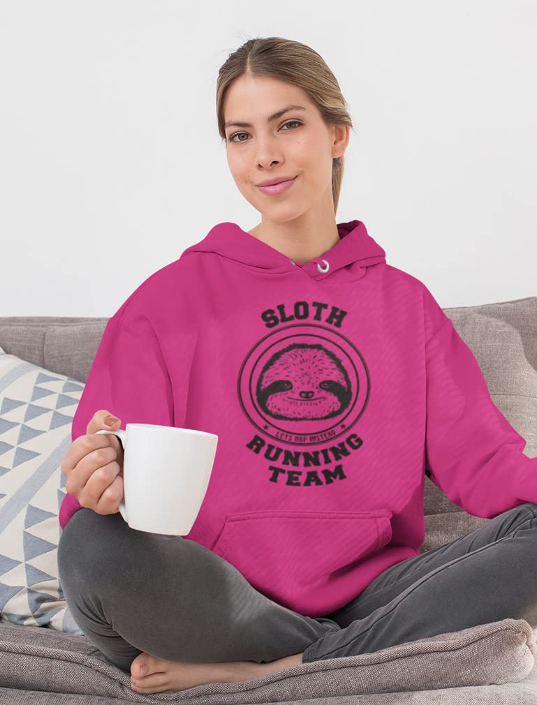 Tstars Sloth Running Team Hoodie - Funny Novelty Sweatshirt for Women | Cute Animal Loungewear, Casual Outfit & Gym Humor Gift