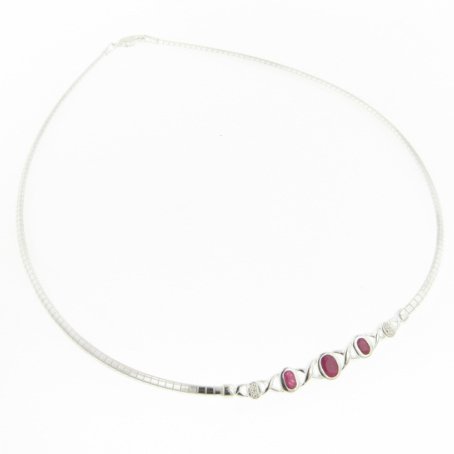 Genuine Ruby Gemstone Omega Necklace - 16