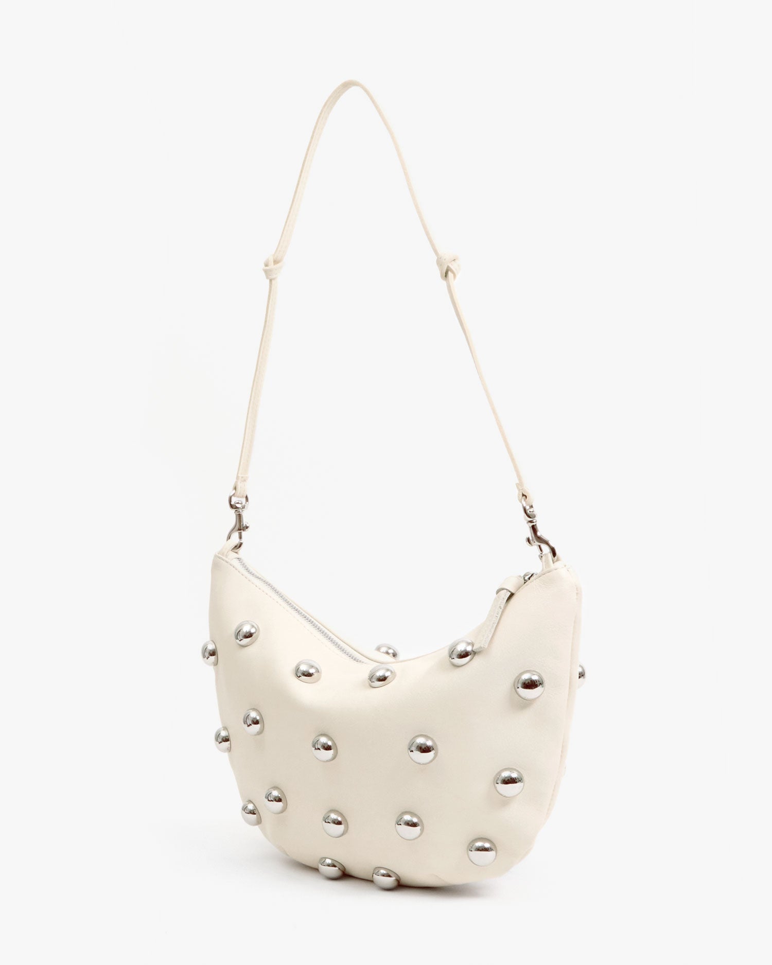 Lune Cream Lisse W Studs - Stylish Women's Handbag with Studded Design for Casual Outings, Work & Evening Events