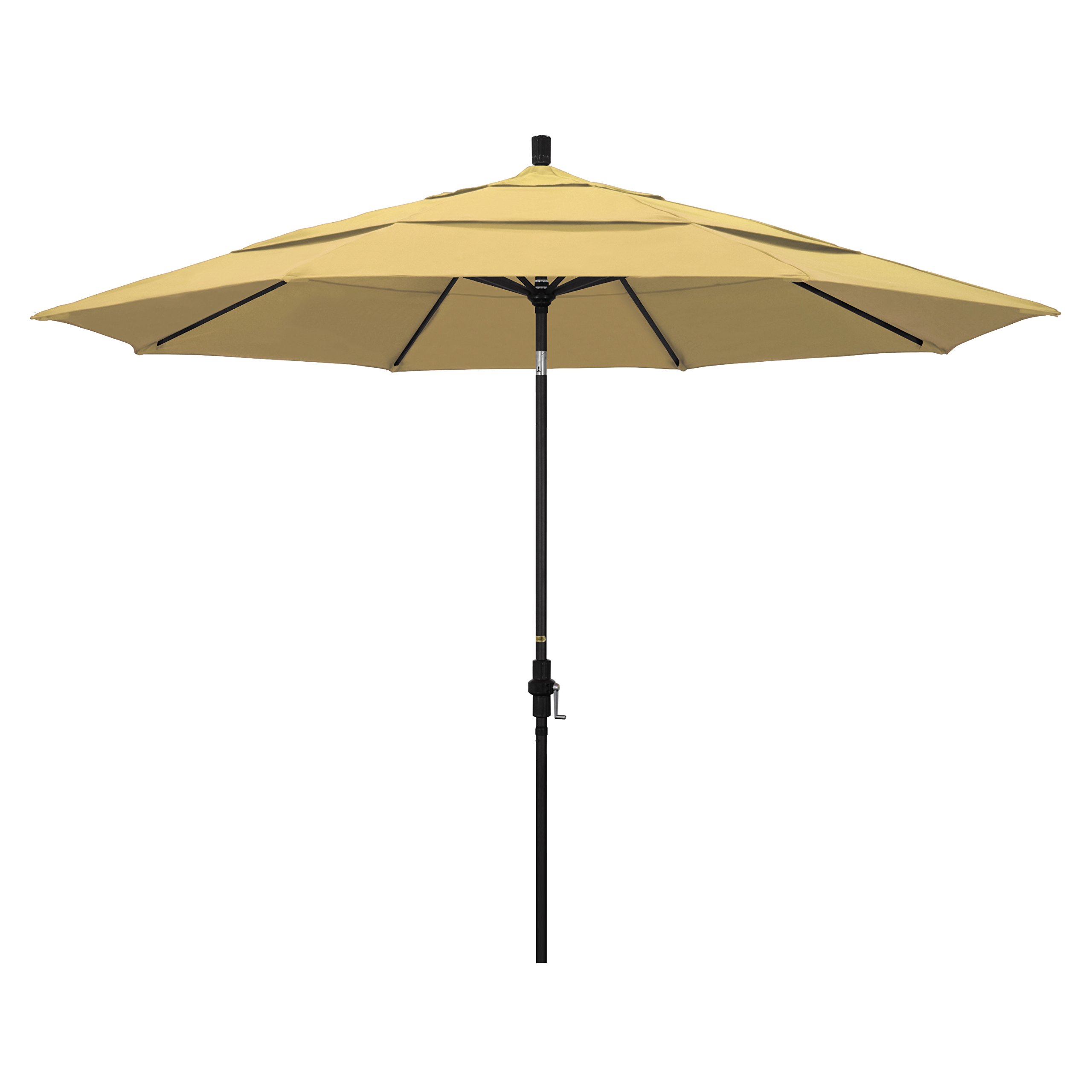 11' Aluminum Market Umbrella with Crank & Tilt - Sunbrella Wheat for Patio & Outdoor Dining
