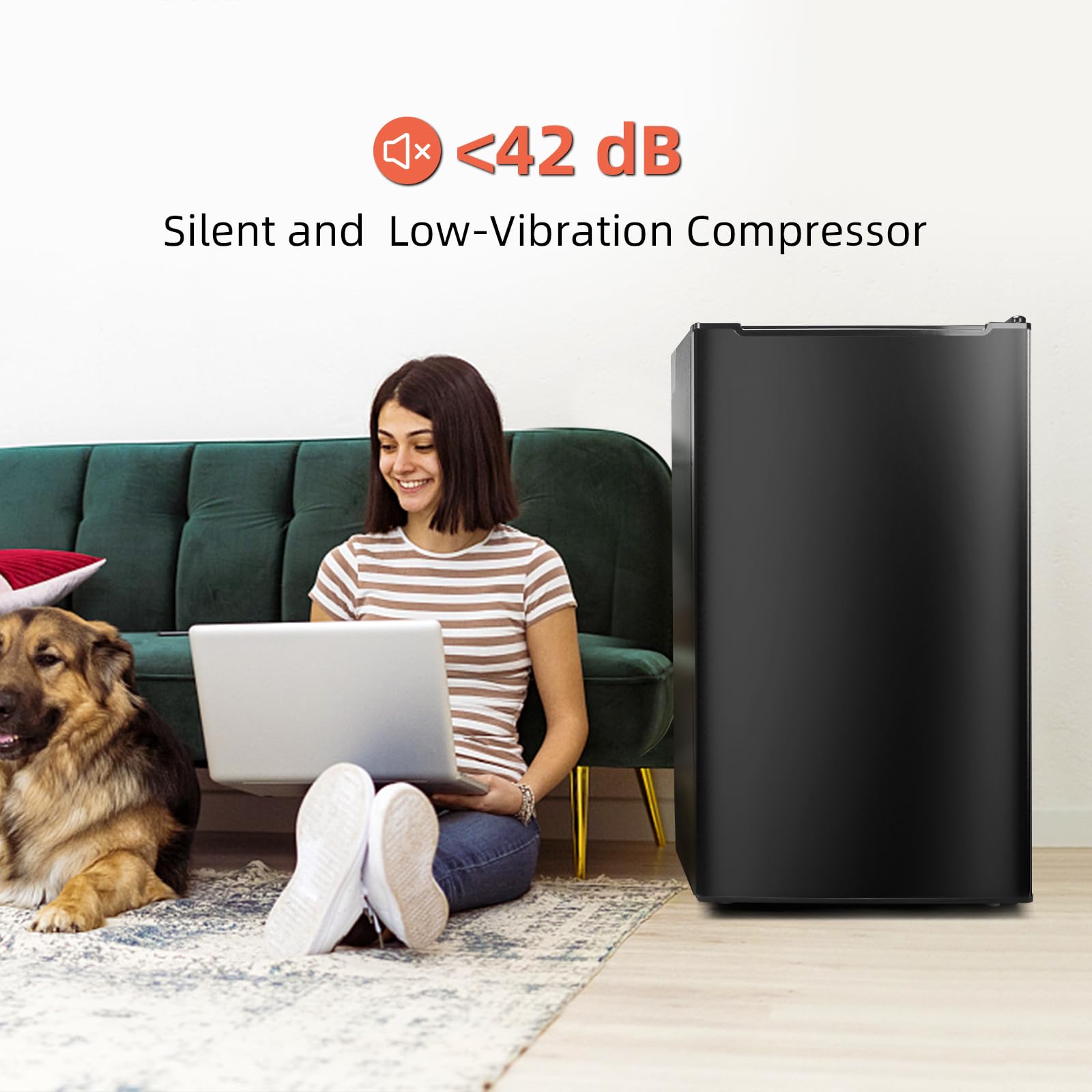 3.5 Cu.ft Black Upright Freezer - Compact Mini Deep Freezer with Stainless Steel Reversible Door, 3 Adjustable Temperature Settings (23°F to -13°F), Ultra Quiet Stand Up Freezer for Apartment, Bedroom, Dorm, Kitchen - Perfect for Storing Frozen Foods, Ice Cream, and Meal Prep