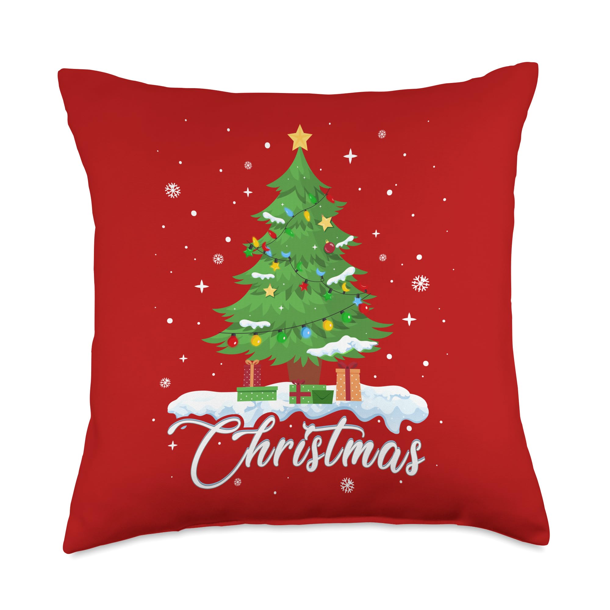 Festive Christmas Tree Winter Decorative Throw Pillow - Soft Holiday Couch Pillow for Sofa, Bed & Home Decor - Perfect for Xmas Living Room, Bedroom & Seasonal Decorations